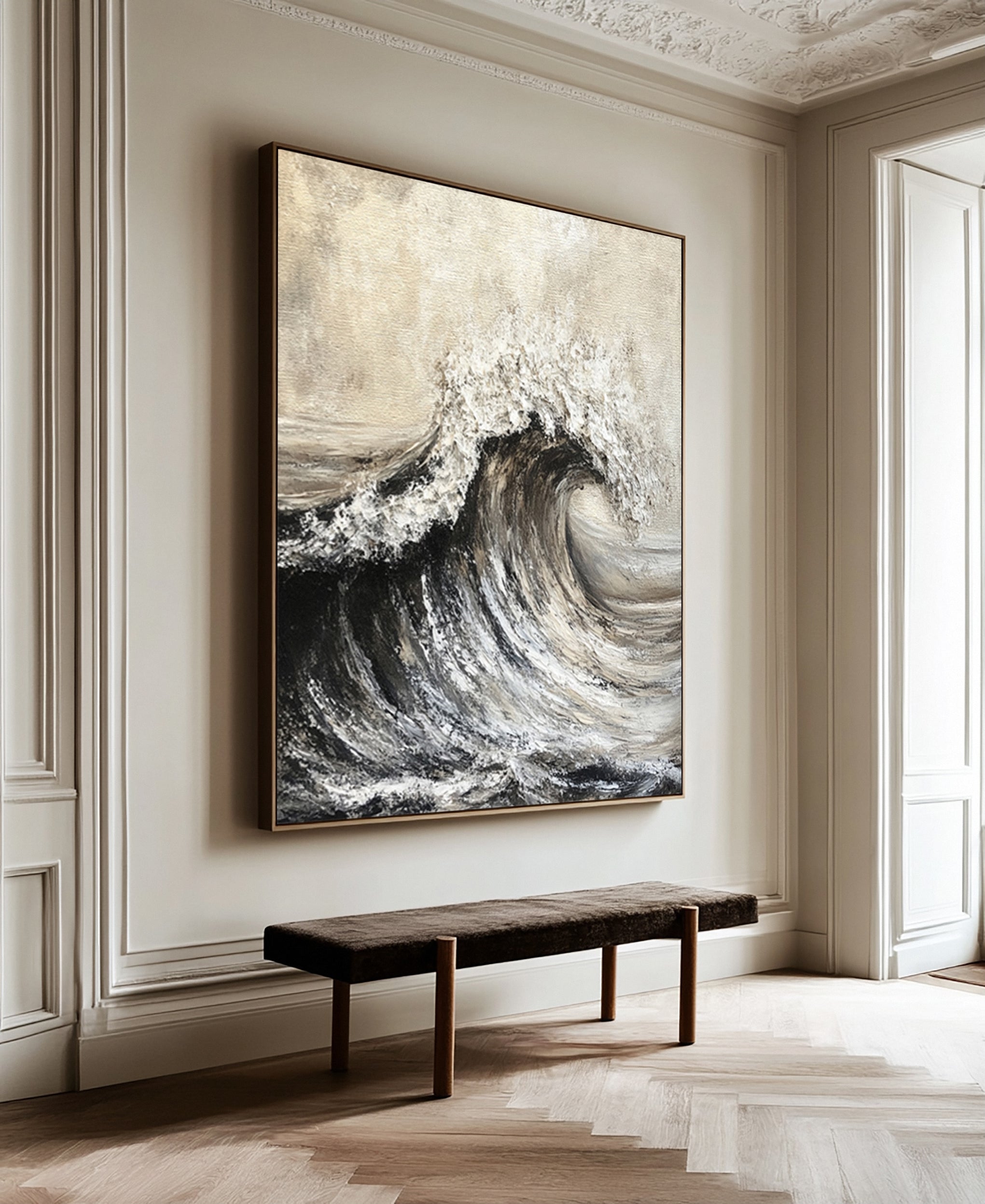 Modern Abstract Wave with Texture and Dramatic Monochrome #MM630
