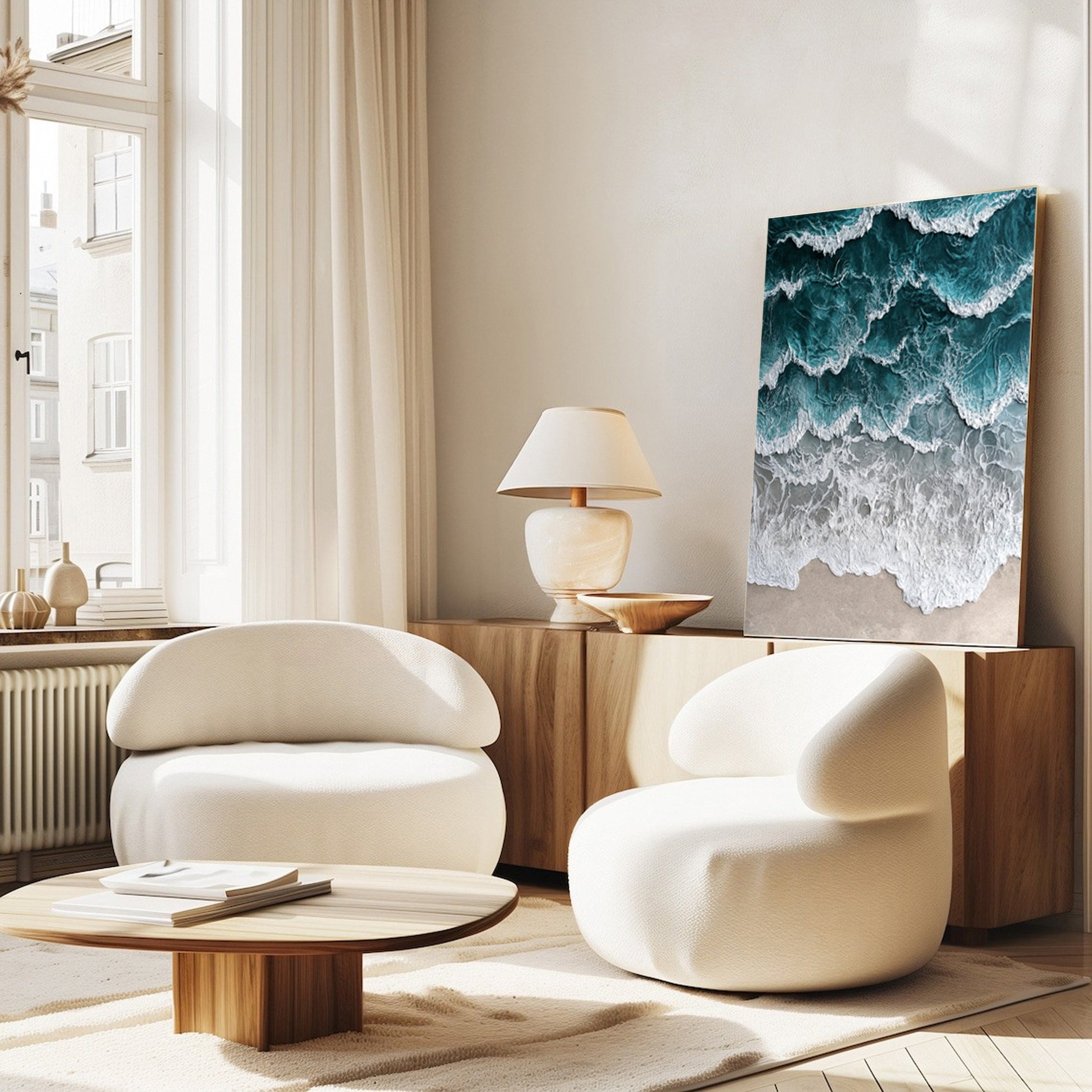 Large Ocean Canvas Art Coastal Wave and Beach Decor #OP009