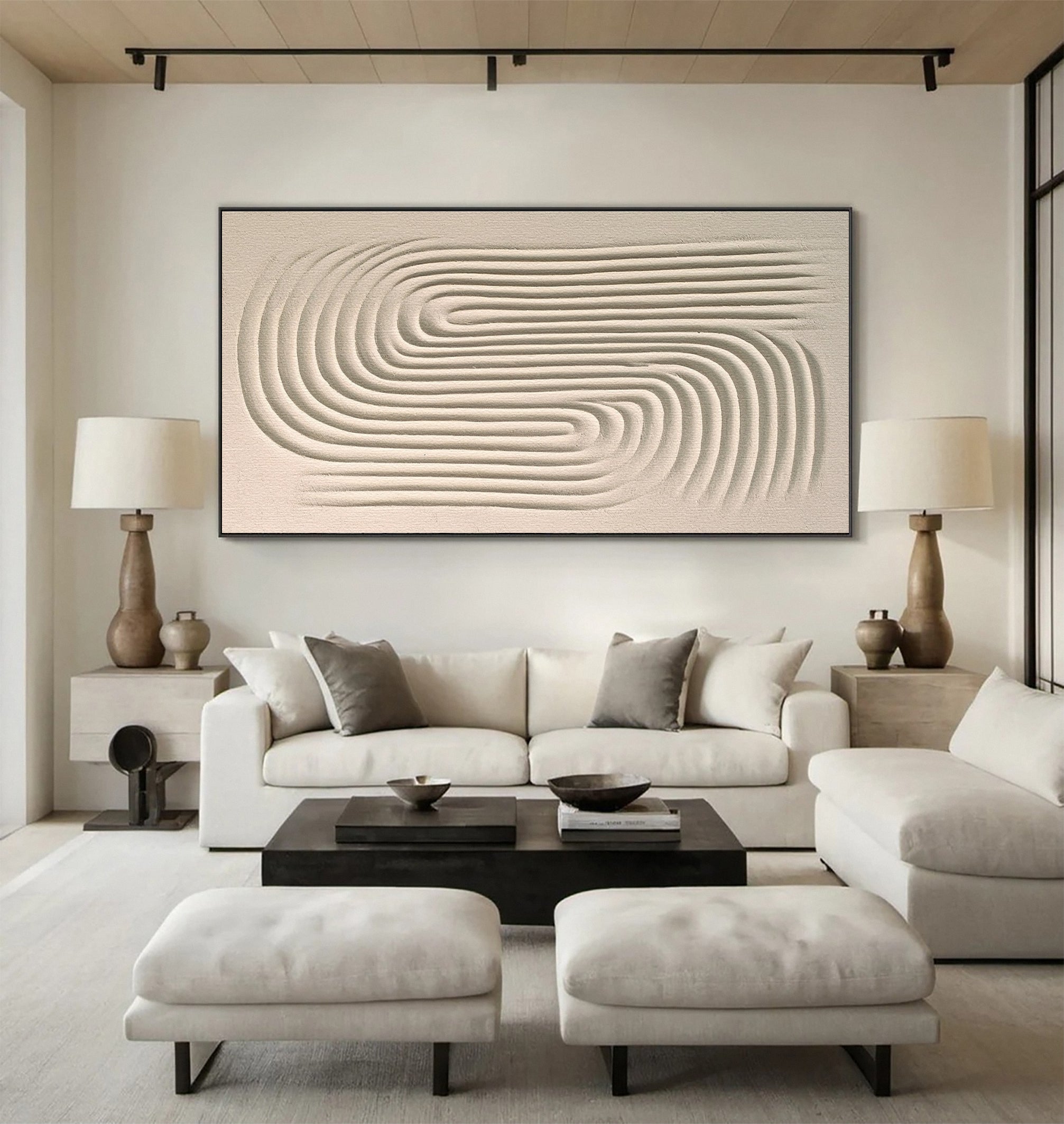 Subtle Contour: Contemporary Art with Organic Swirling Relief #MM590