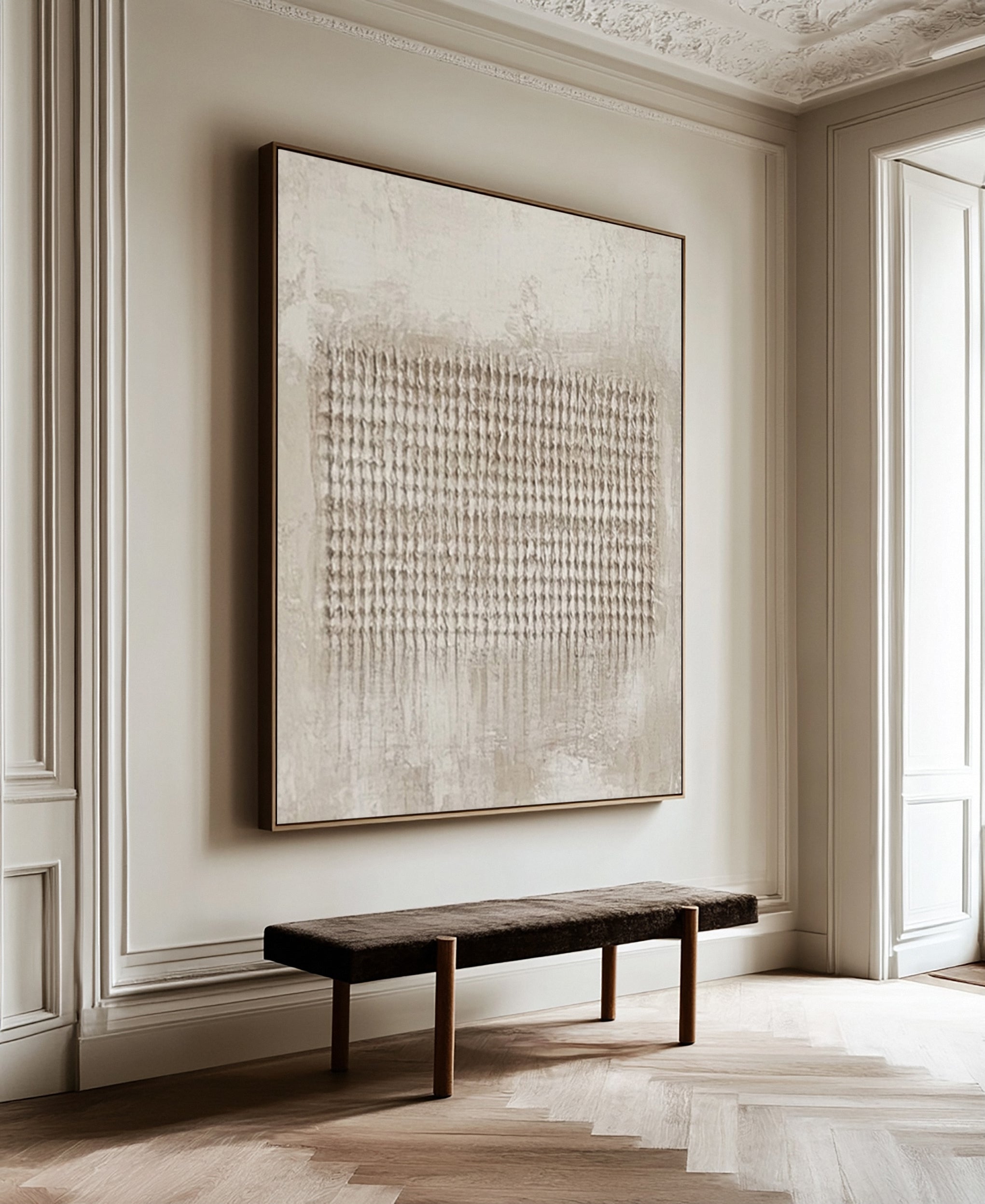 Modern Abstract Canvas with Textured Vertical Inscriptions #MM604