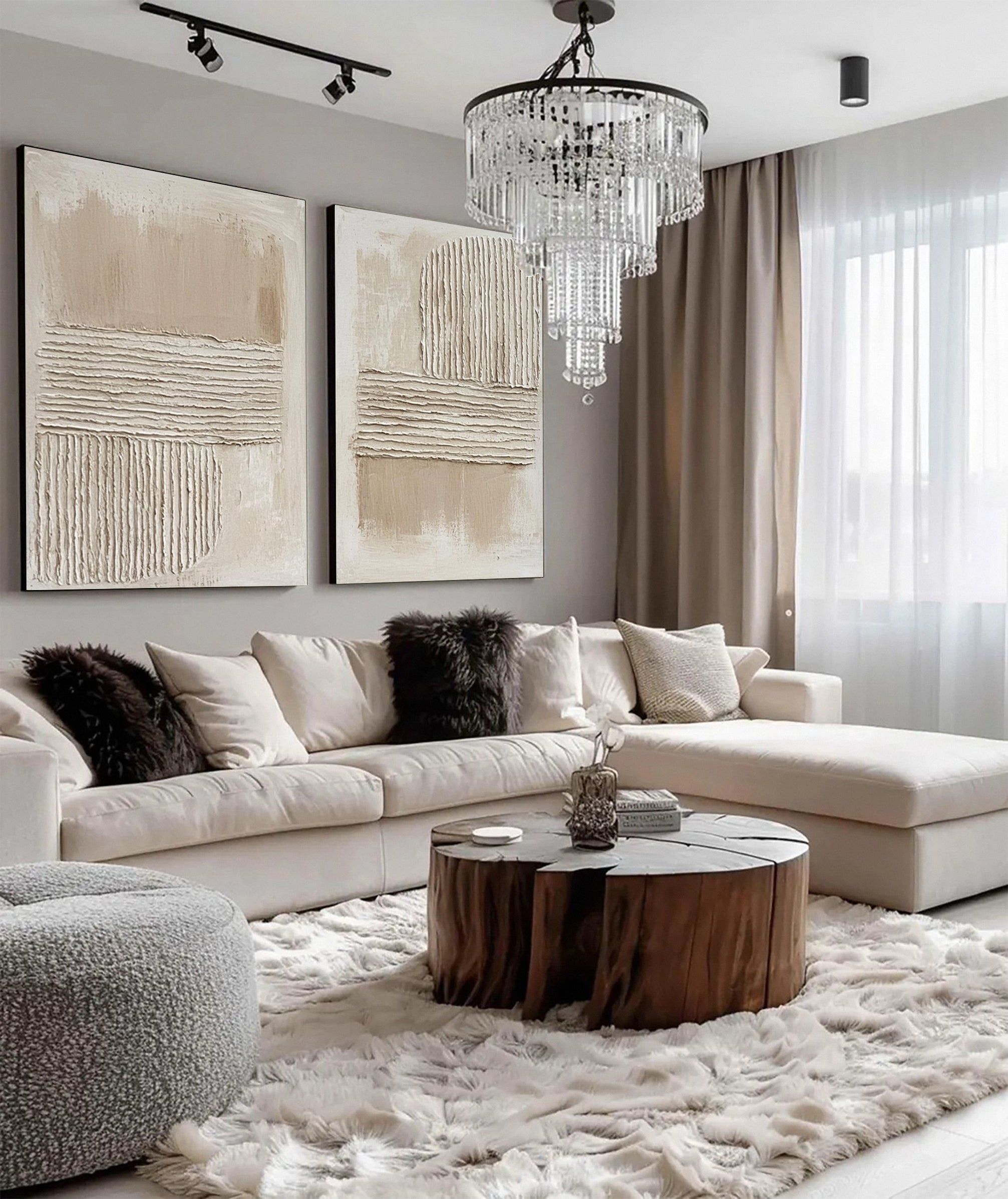 Minimalist Textured Set of 2 with Horizontal and Curved Relief #MM606
