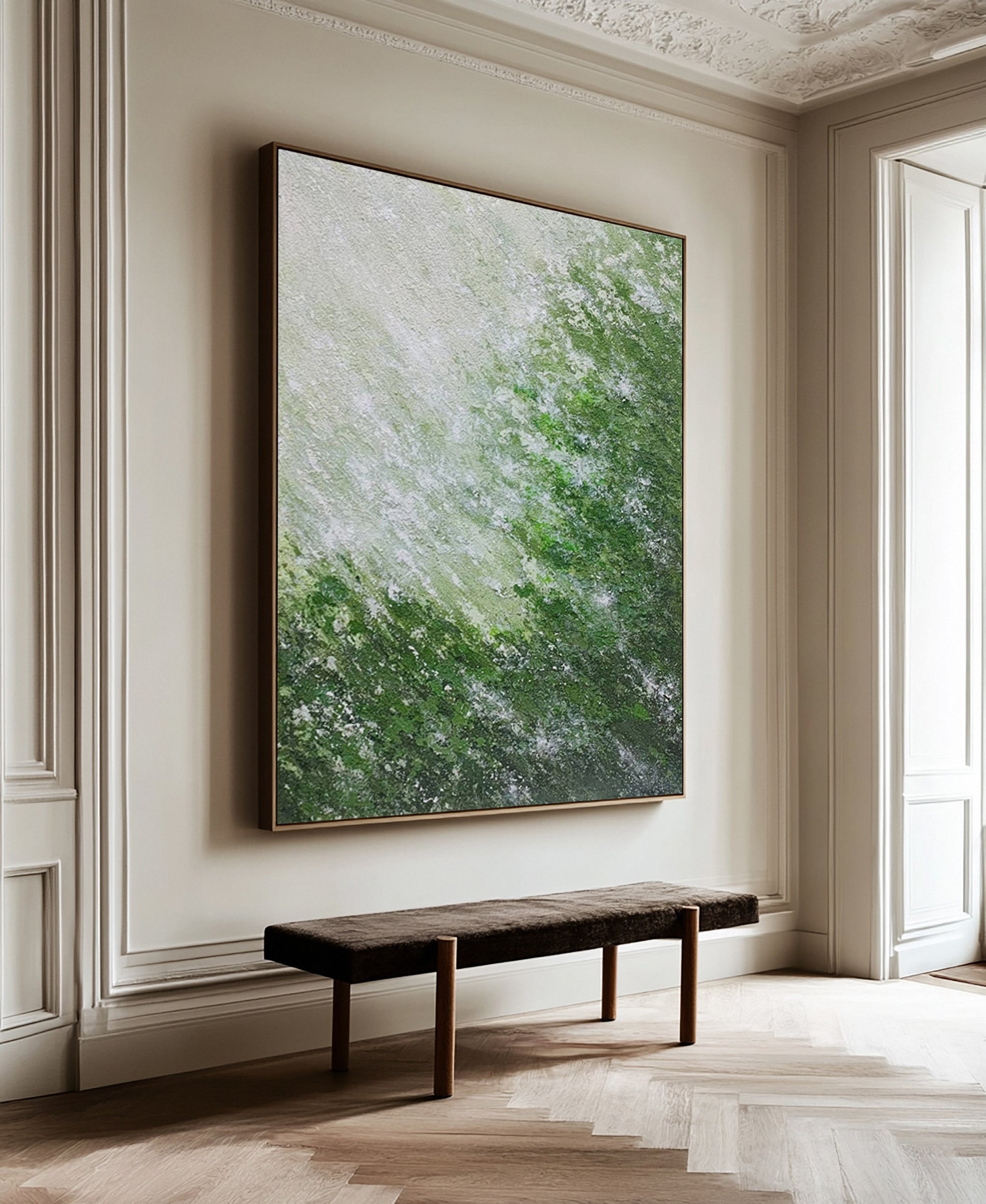 Quiet Verdant Diffusion: Contemporary Abstract Art with Green #MM637