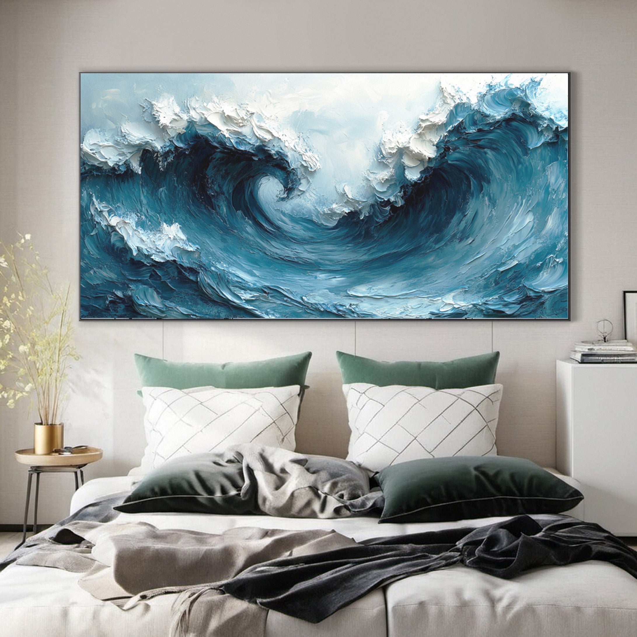 Large Coastal Wave Canvas Art Abstract Ocean Painting #OP029