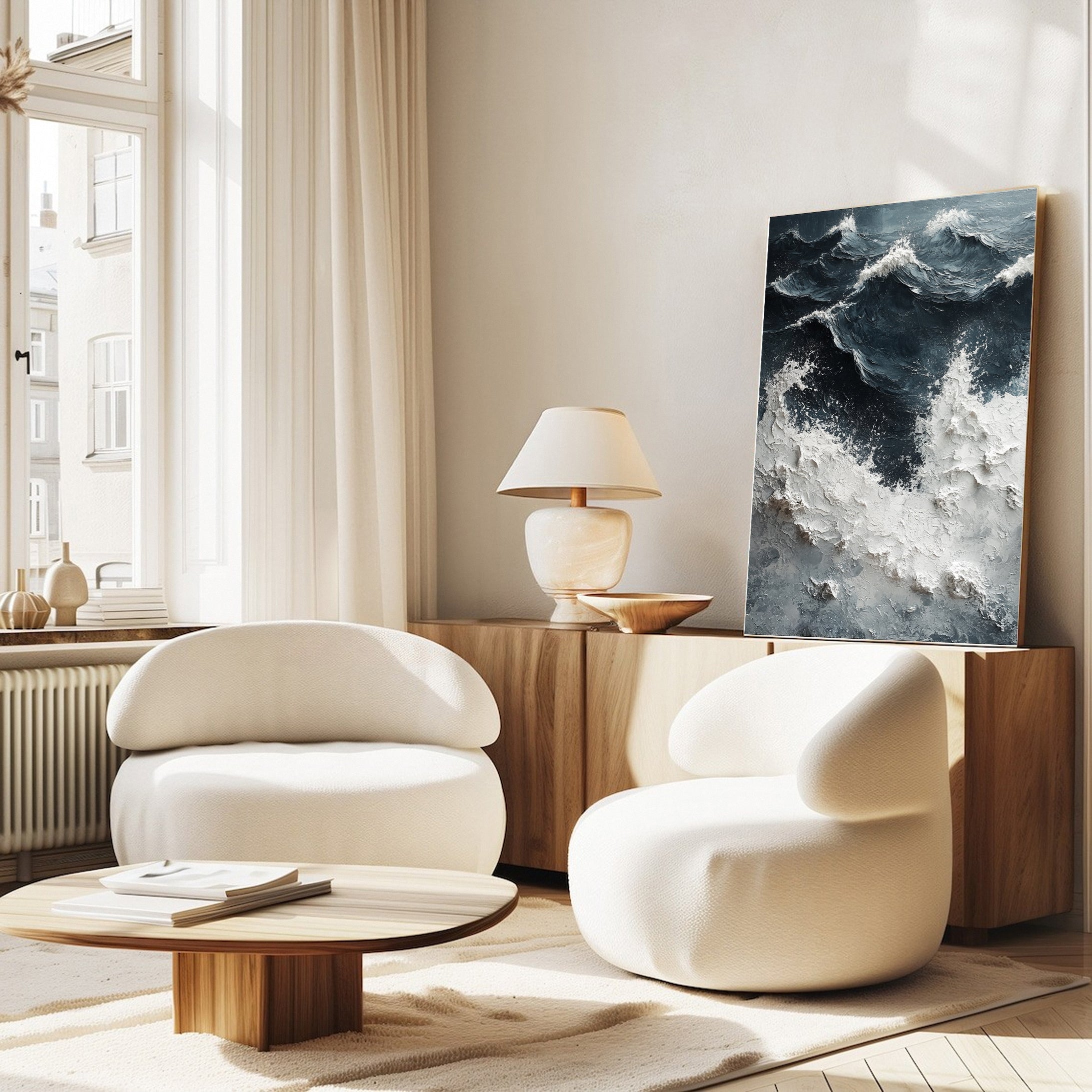 Textured Ocean Wave Canvas Dramatic Coastal Wall Art #OP043