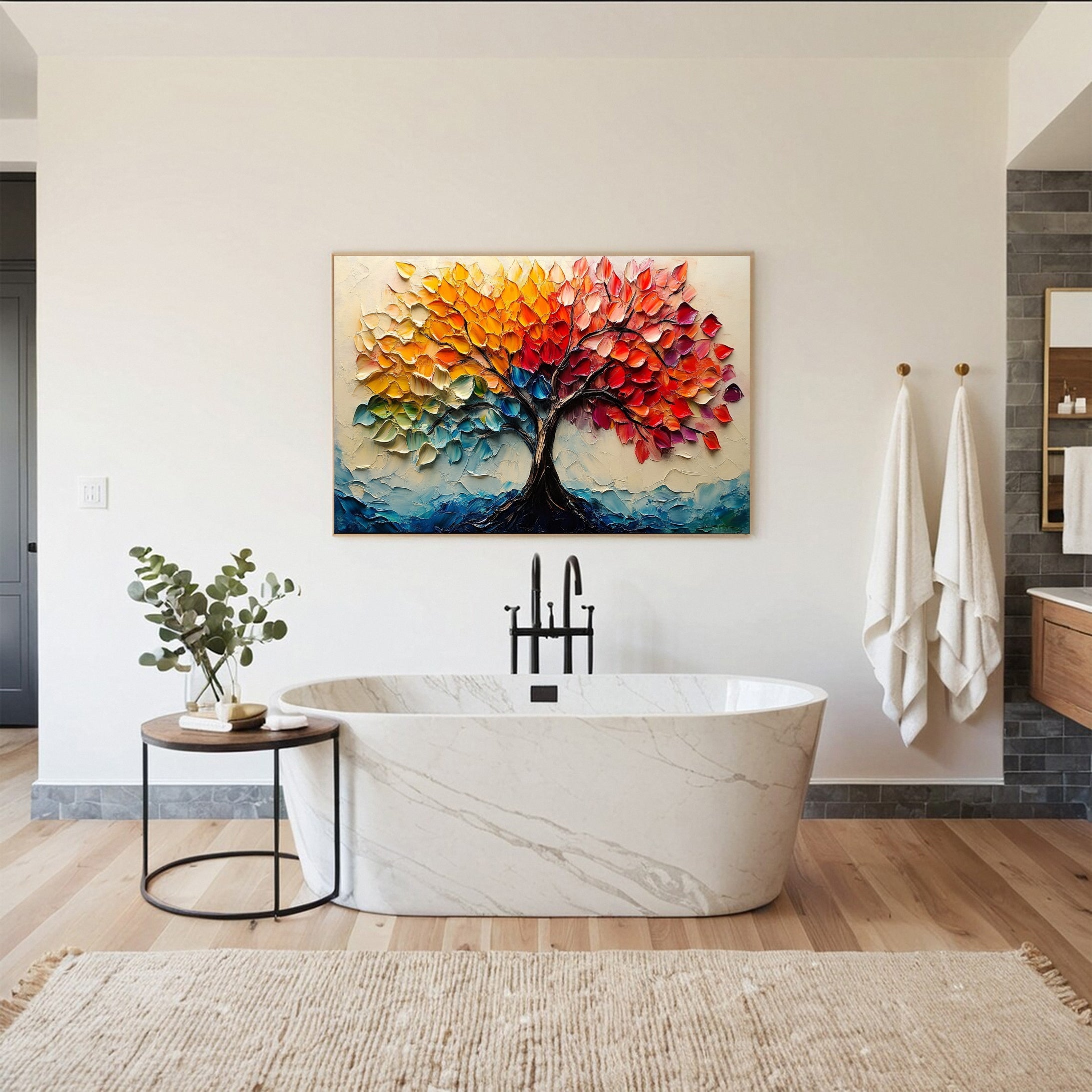 Vibrant Tree of Life Canvas Art Colorful Modern Wall Art Decor #TP028