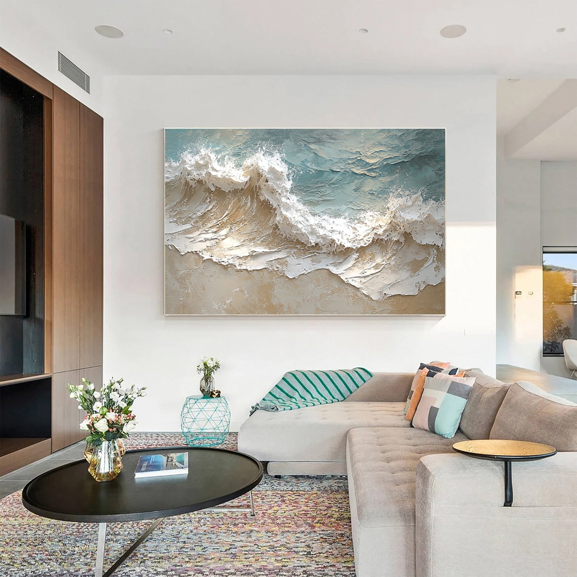 Coastal Abstract Painting Large Textured Canvas #AG 039