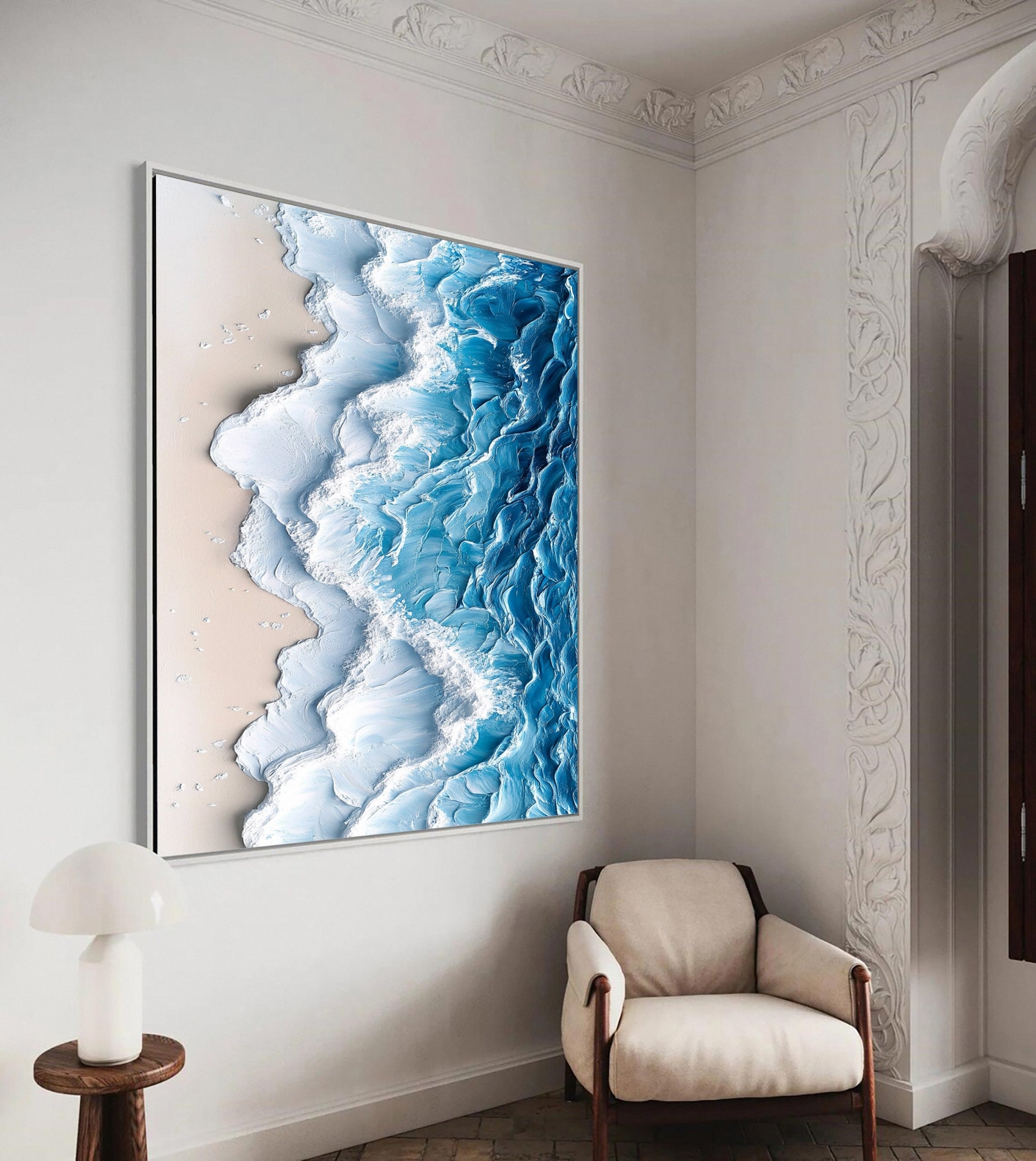 Large Ocean Wave Canvas Art Textured Beach Decor #OP031