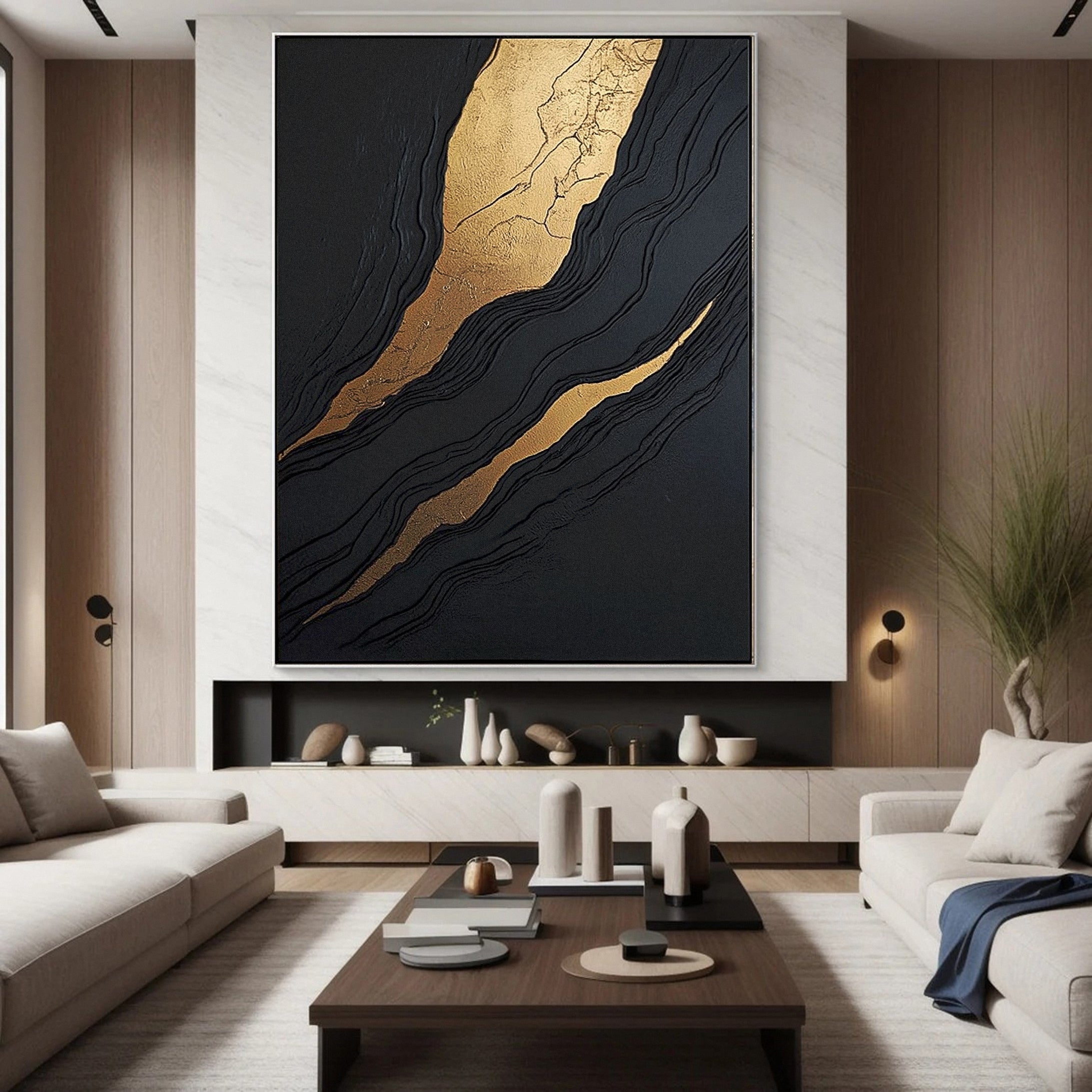 Gold & Black Canvas Art