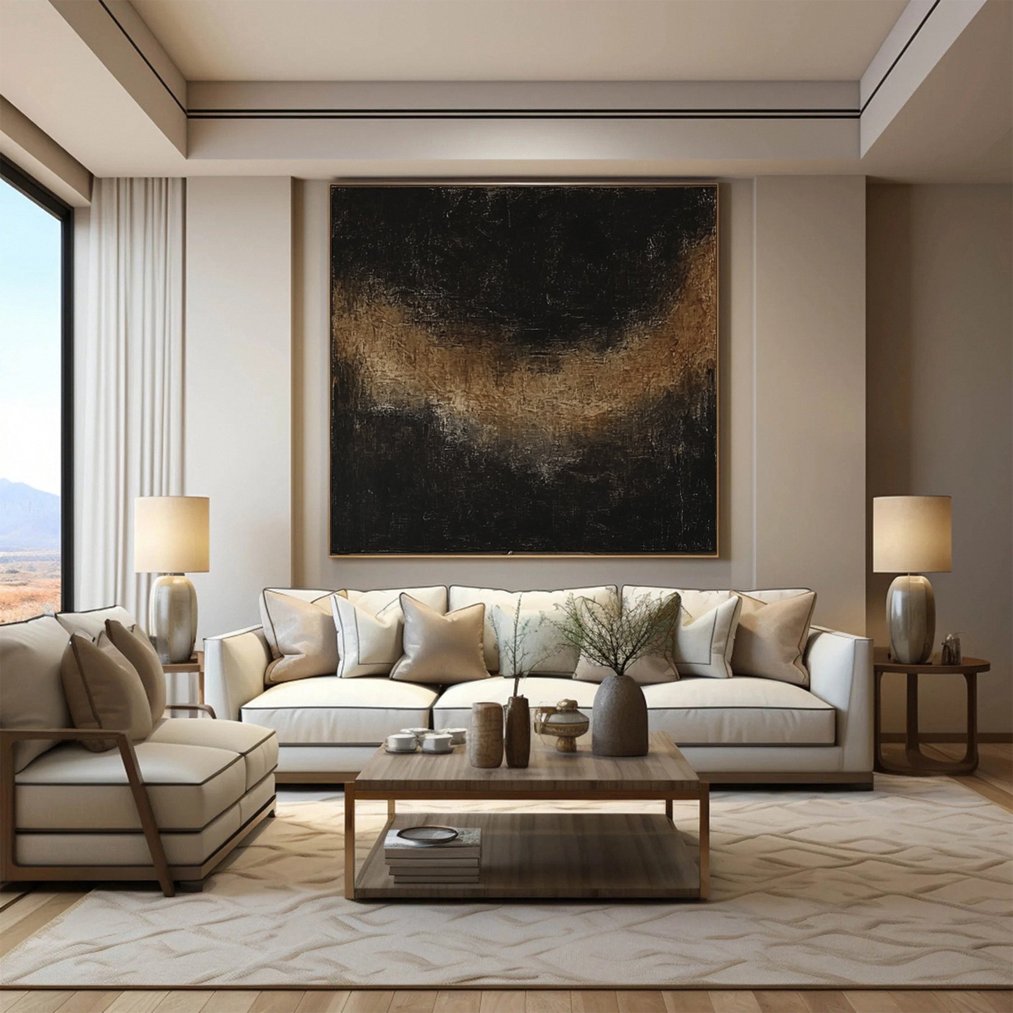 Contemporary Abstract Art in Dark Tones for Home Decor #MM133