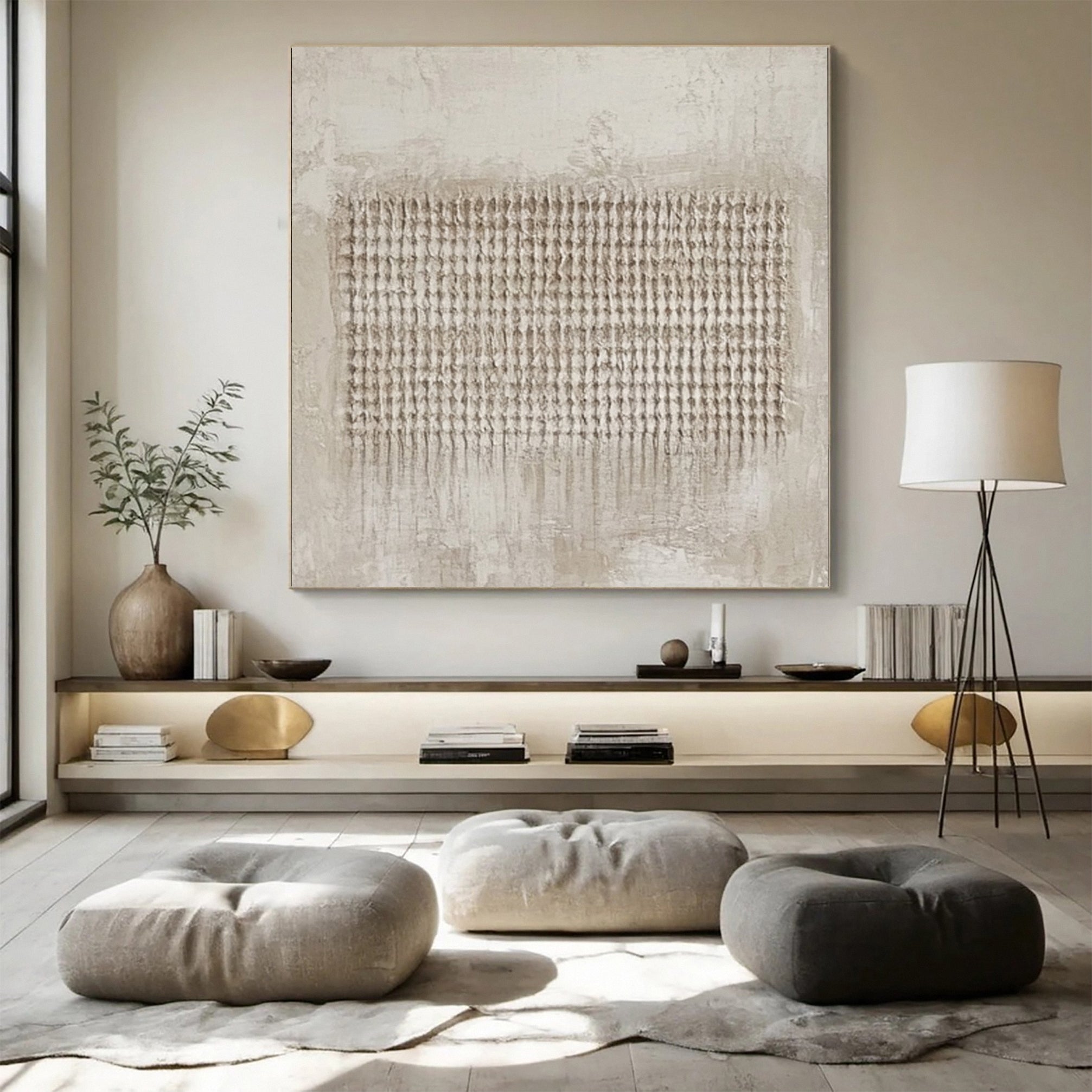 Wabi Grid Center: Textured Abstract with Organic Impressions #MM594
