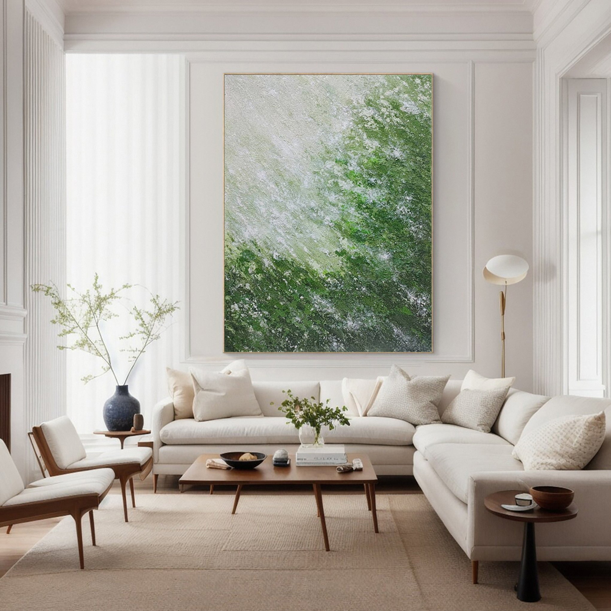 Quiet Verdant Diffusion: Contemporary Abstract Art with Green #MM637