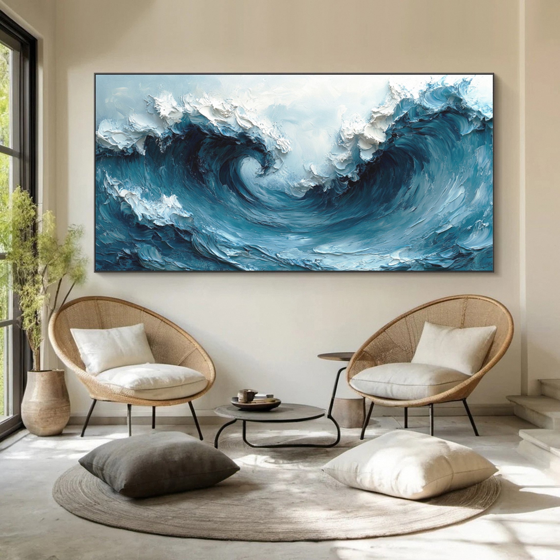 Large Coastal Wave Canvas Art Abstract Ocean Painting #OP029