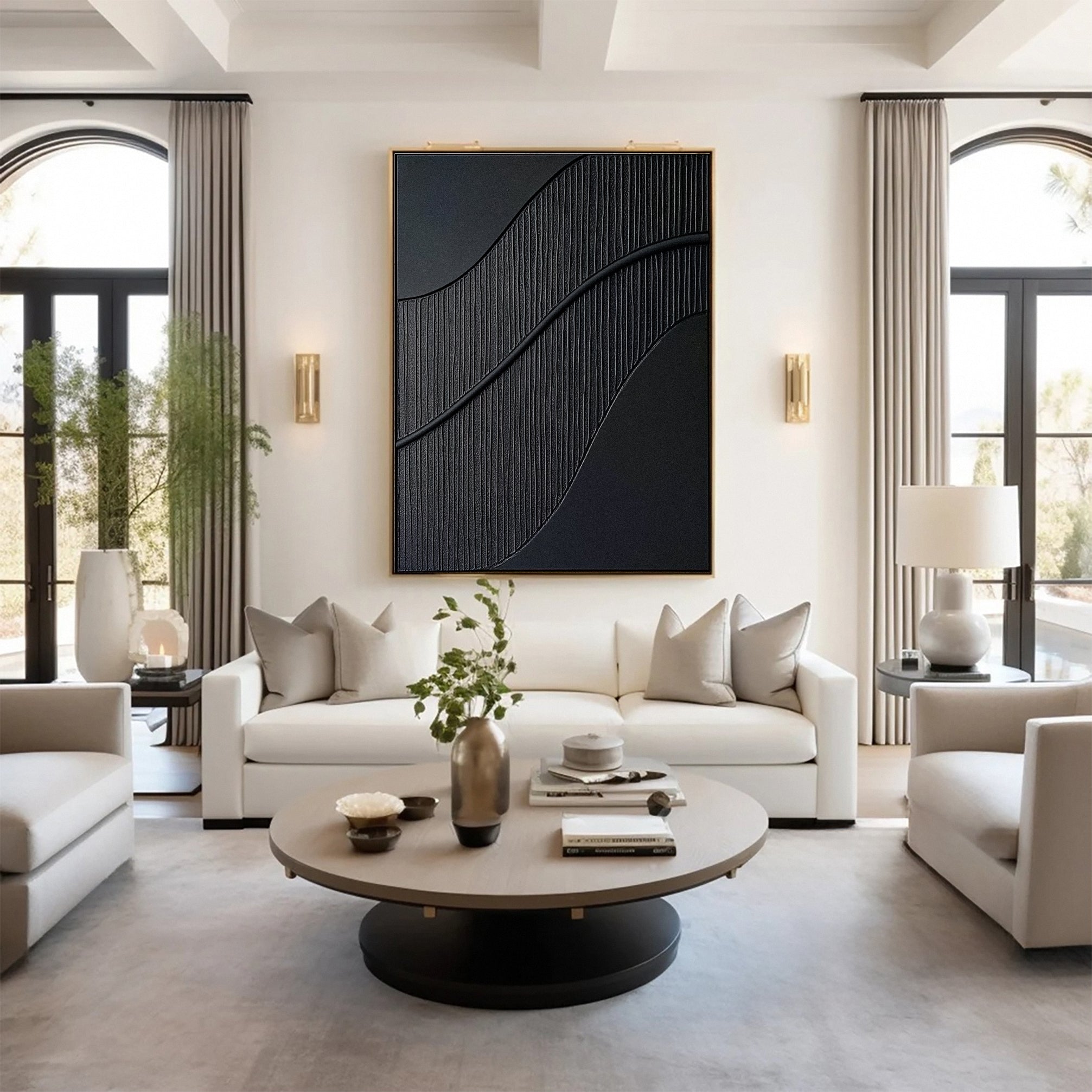 Modern Textured Black Wall Art Minimalist Elegance #MM116