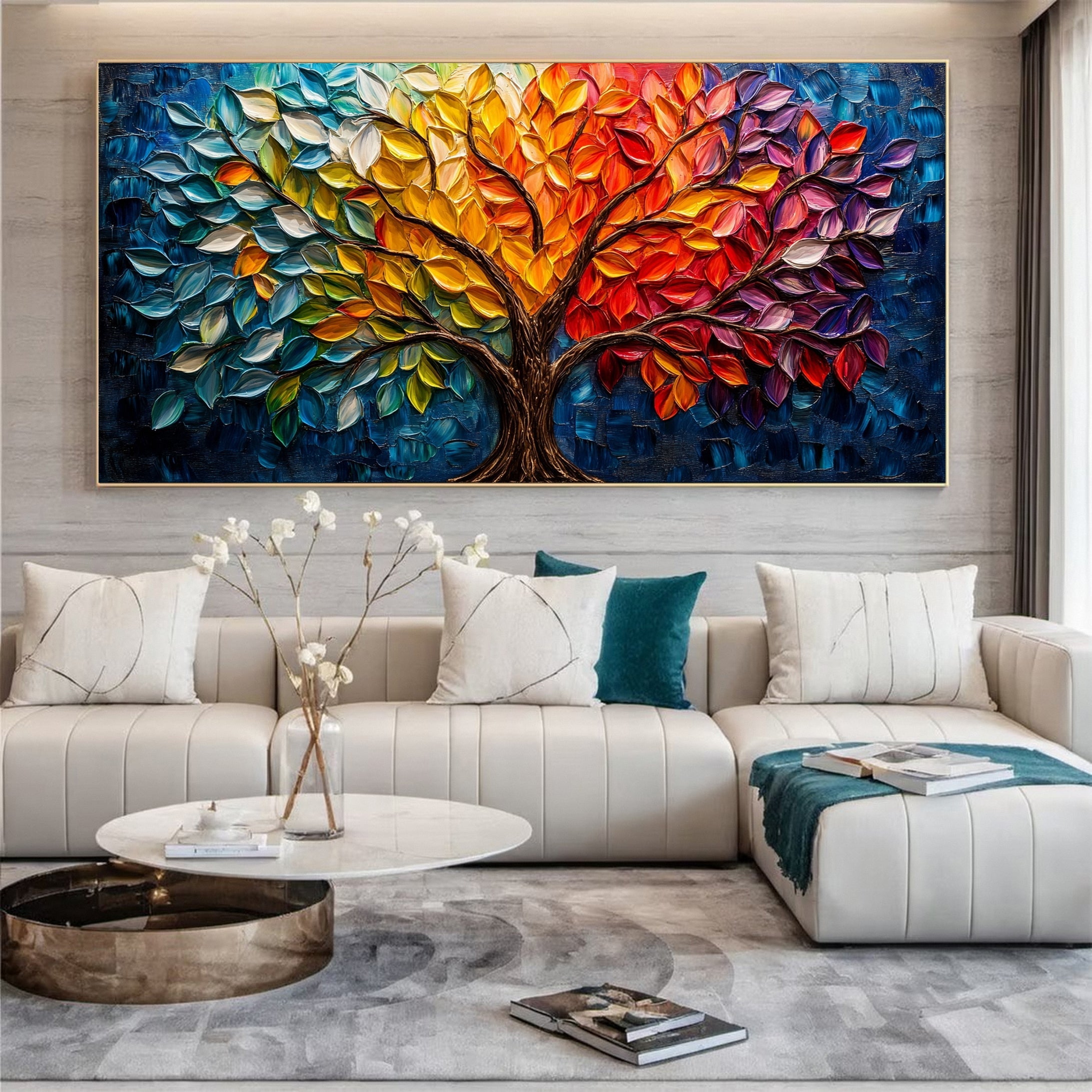 Colorful Tree of Life Wall Art Modern Abstract Painting #TP026