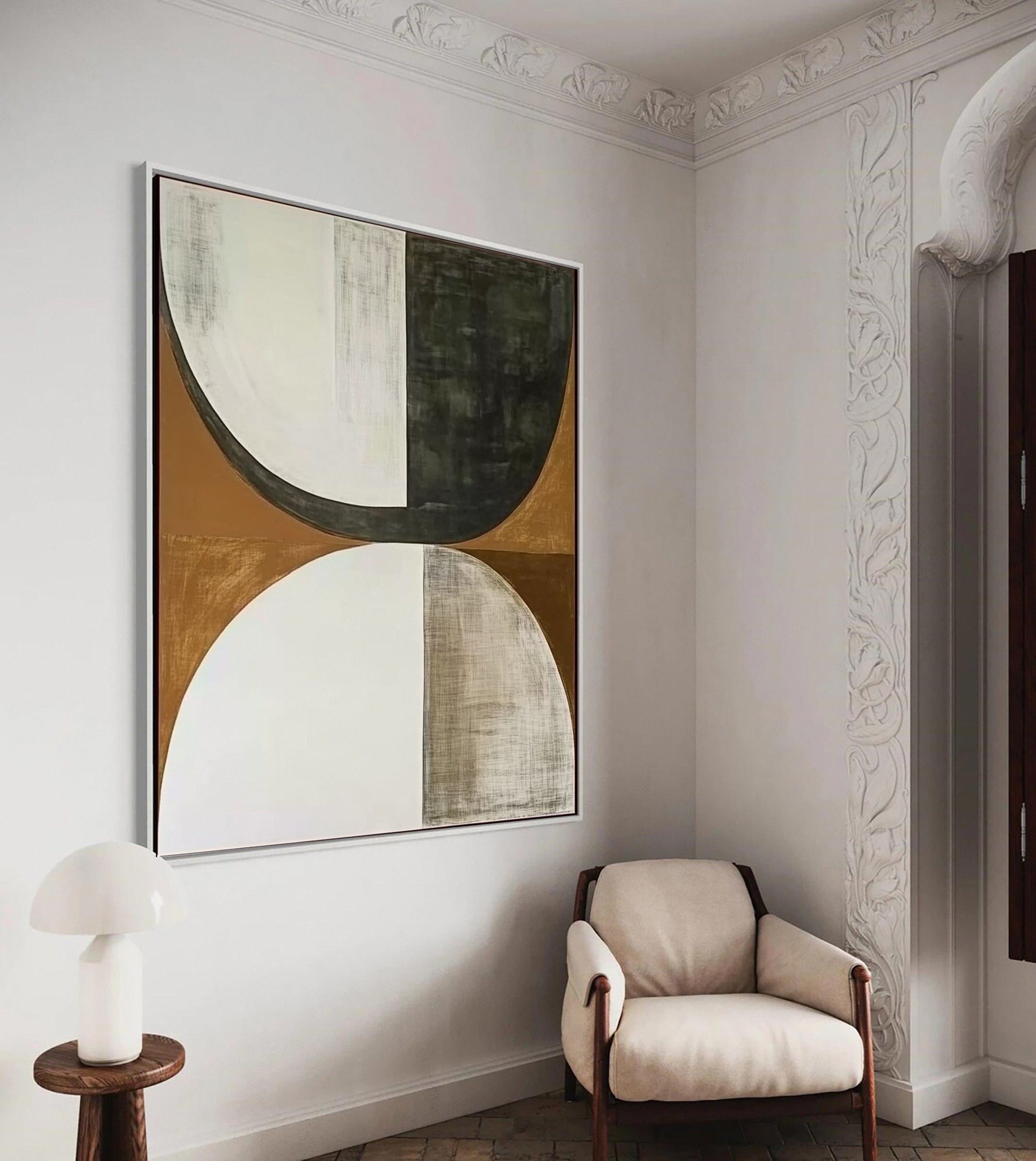 Geometric Abstract Canvas Earthy Tones Wall Art #MM141