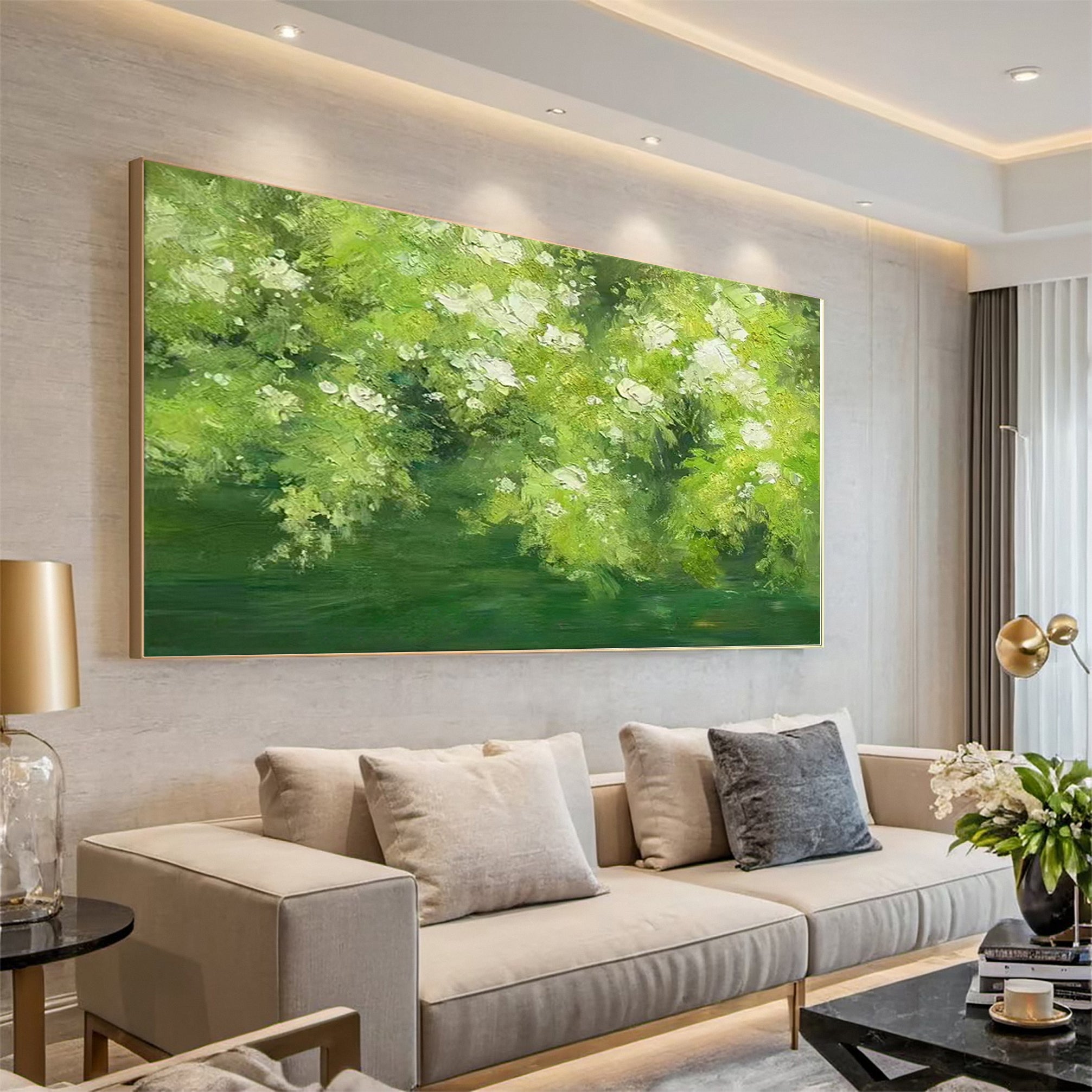 Verdant Reflections: Contemporary Painting of Lush Foliage #MM638