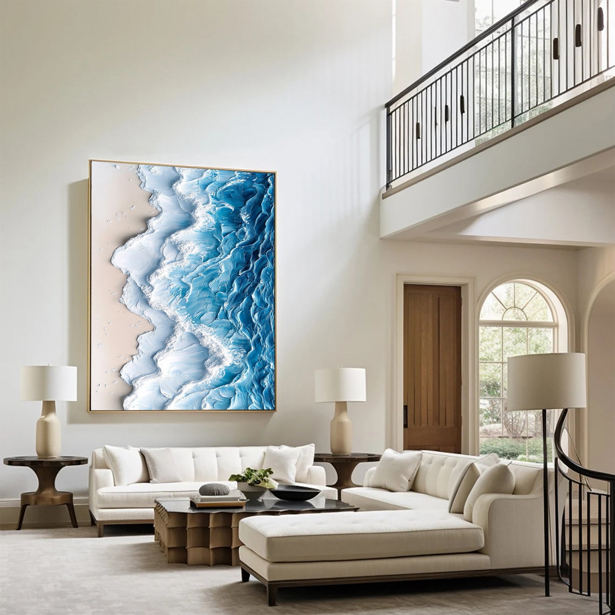 Large Ocean Wave Canvas Art Textured Beach Decor #OP031