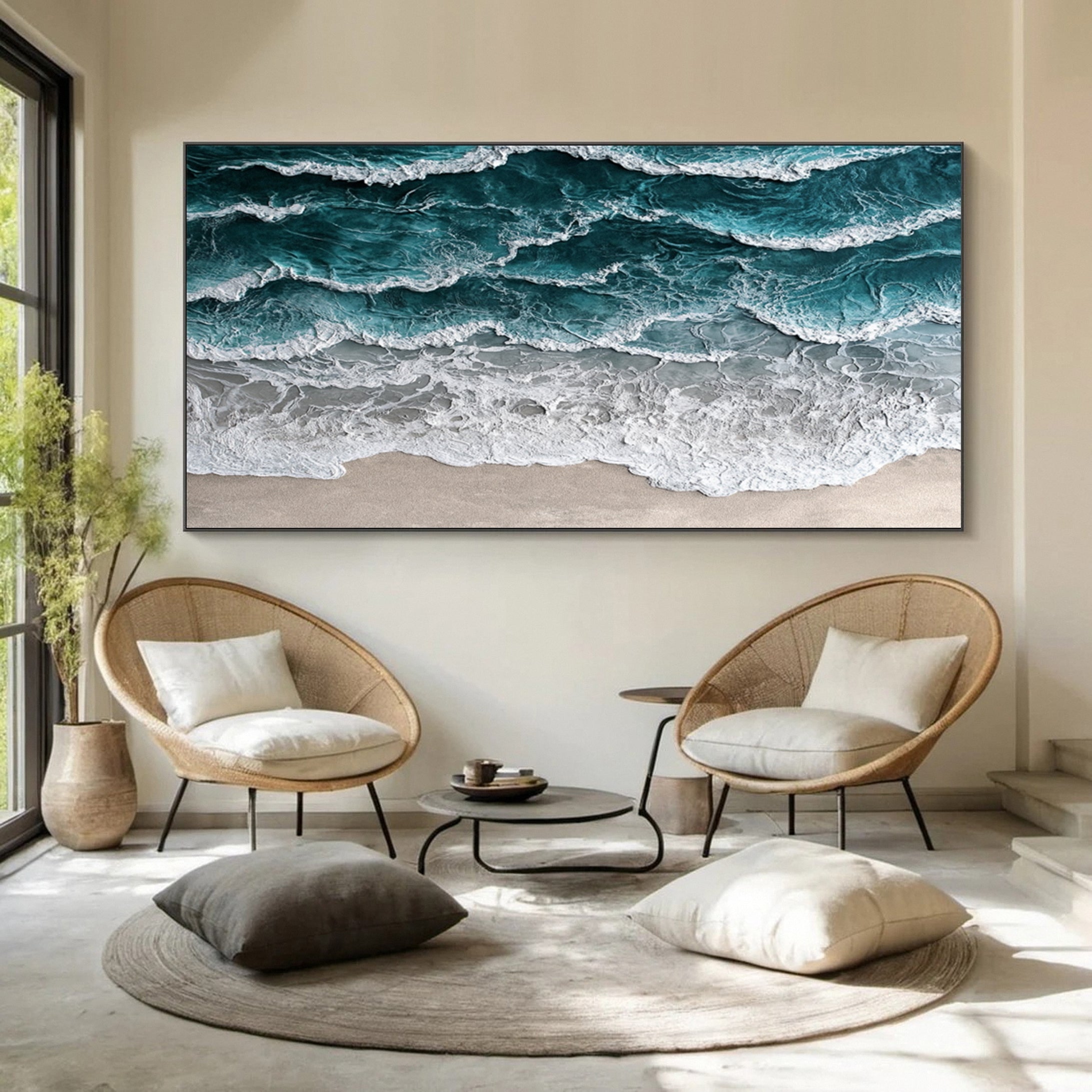 Large Ocean Canvas Art Coastal Wave and Beach Decor #OP006