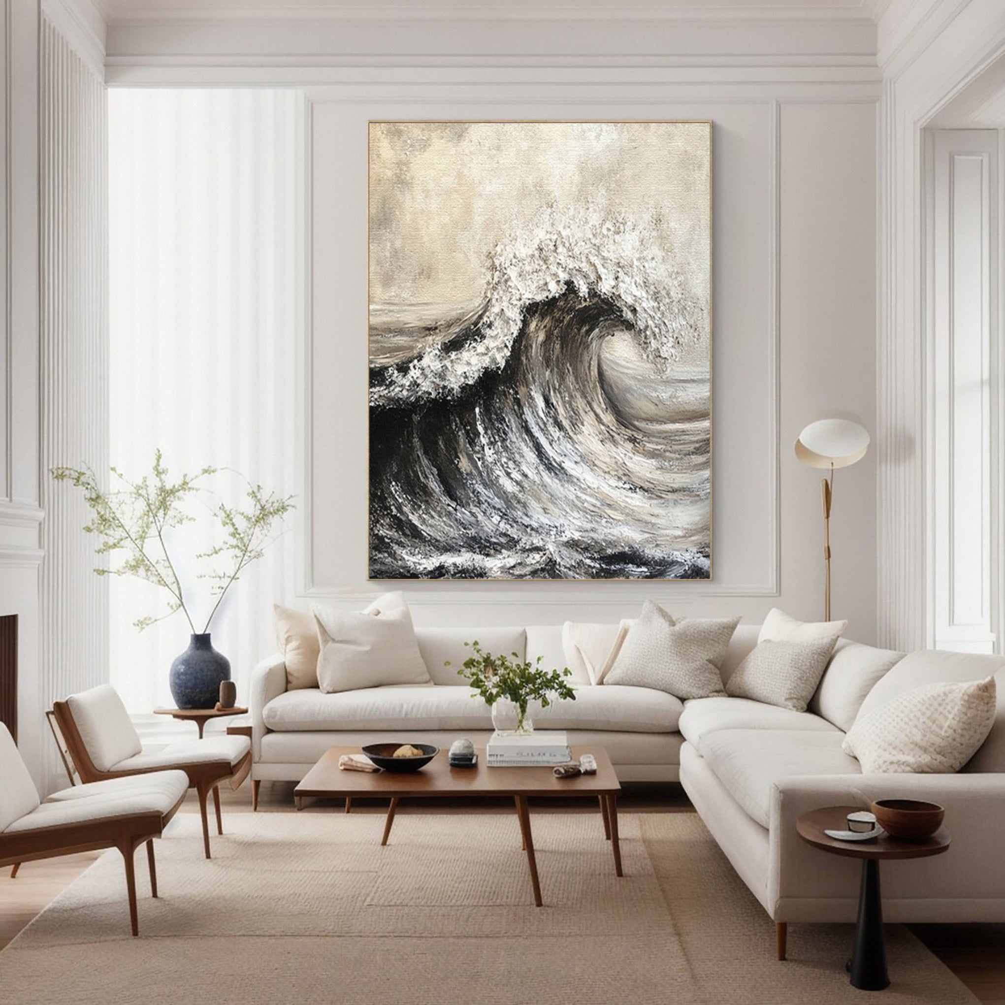 Modern Abstract Wave with Texture and Dramatic Monochrome #MM630