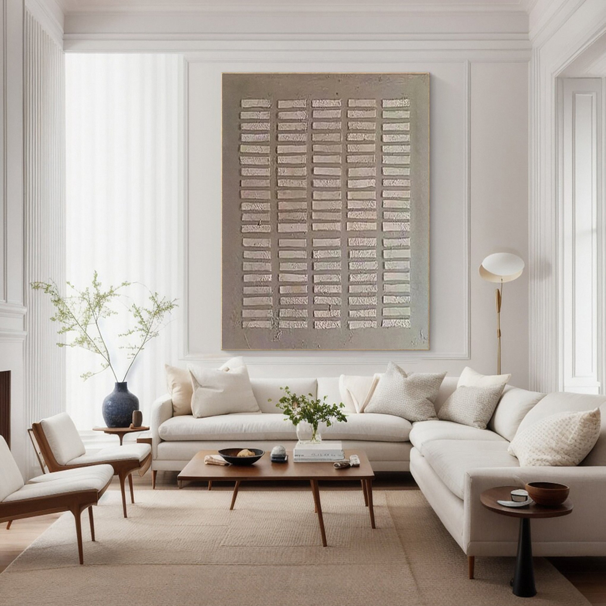 Neutral Blocks: Minimalist Abstract with Horizontal Bar Art #MM585