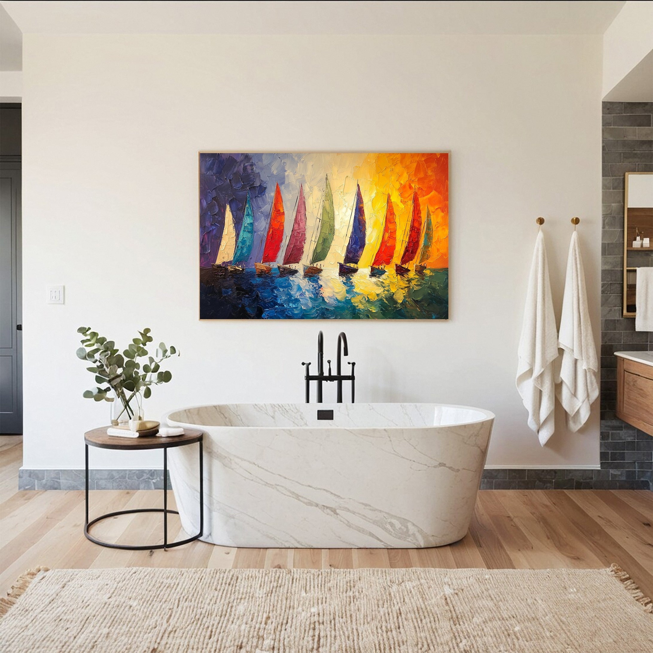Colorful Sailboats Wall Art for Nautical Themed Decor #MM158