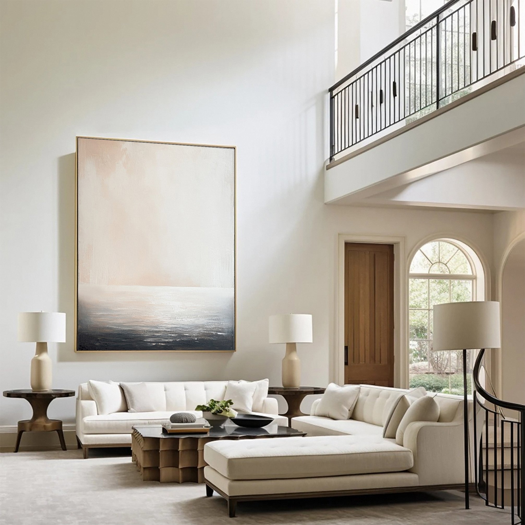 Elegant Abstract Art in Neutral Tones for Modern Living Rooms #AB029