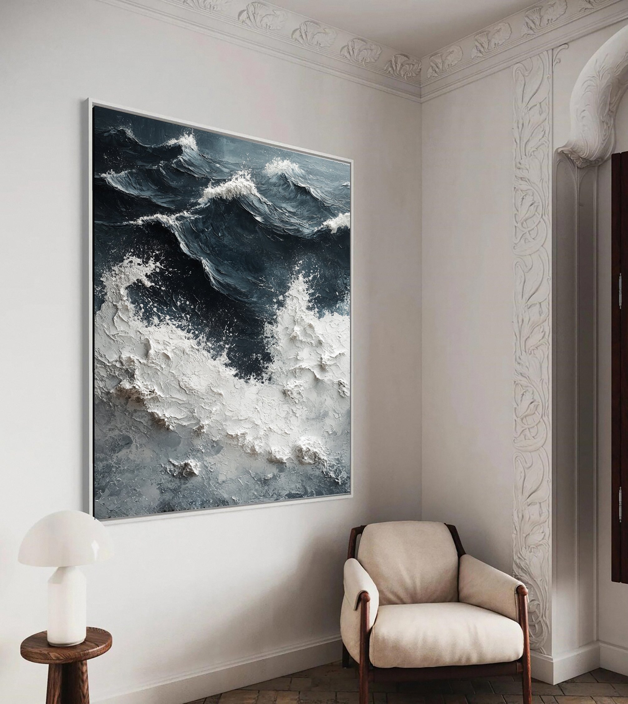 Textured Ocean Wave Canvas Dramatic Coastal Wall Art #OP043