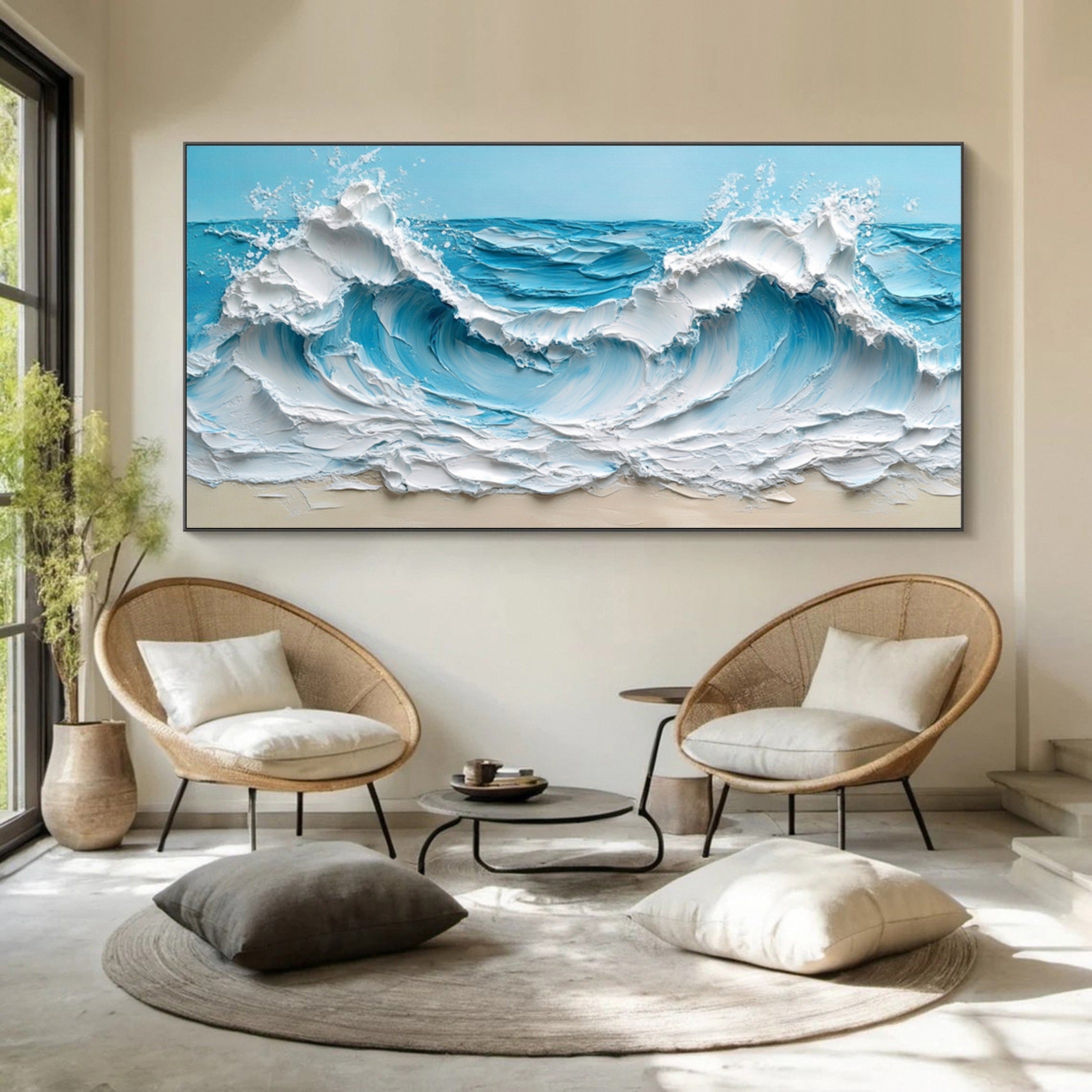 Large Abstract Ocean Wave Canvas Coastal Wall Art Decor #OP015