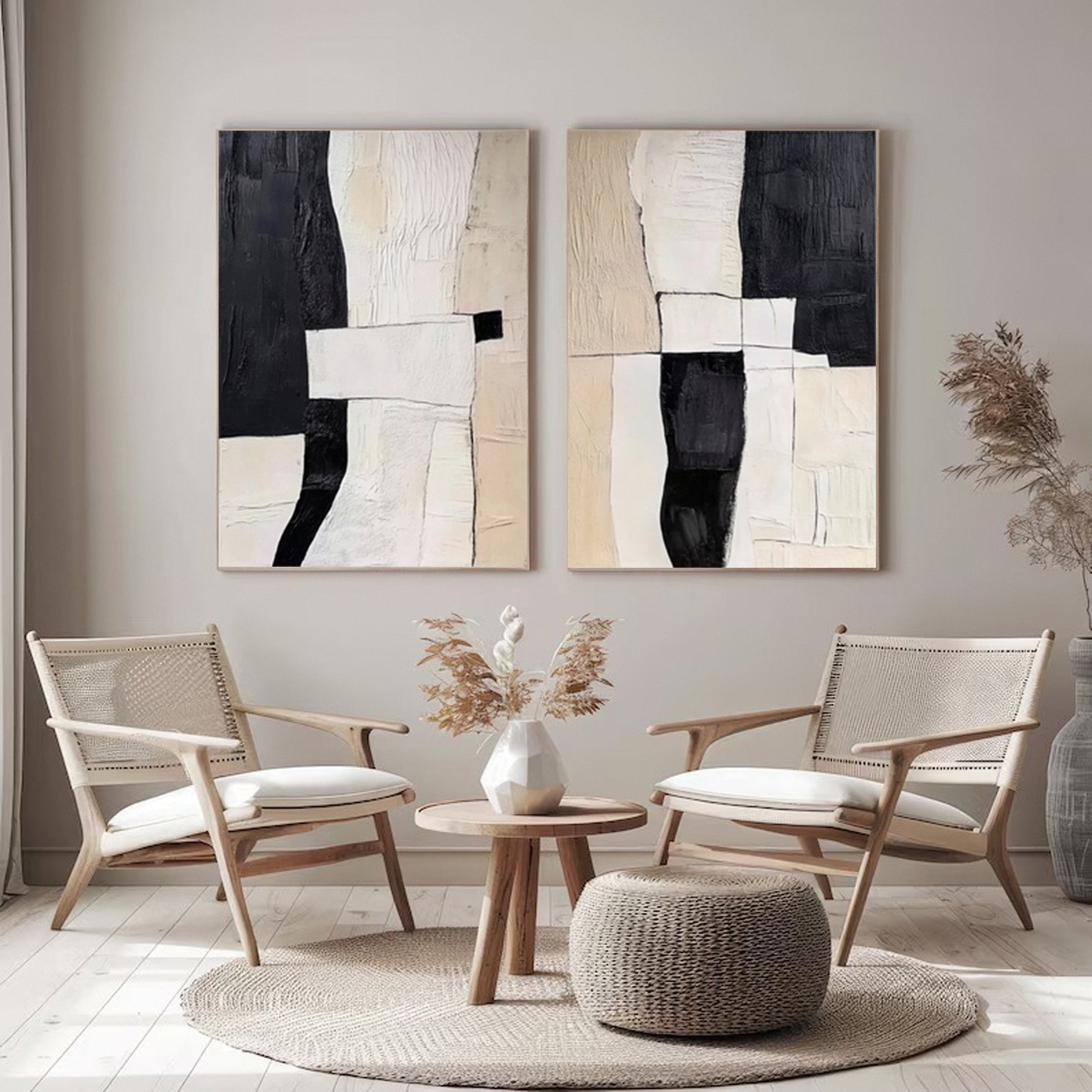 Neutral Black and White Canvas Set For Contemporary Homes #MMS056