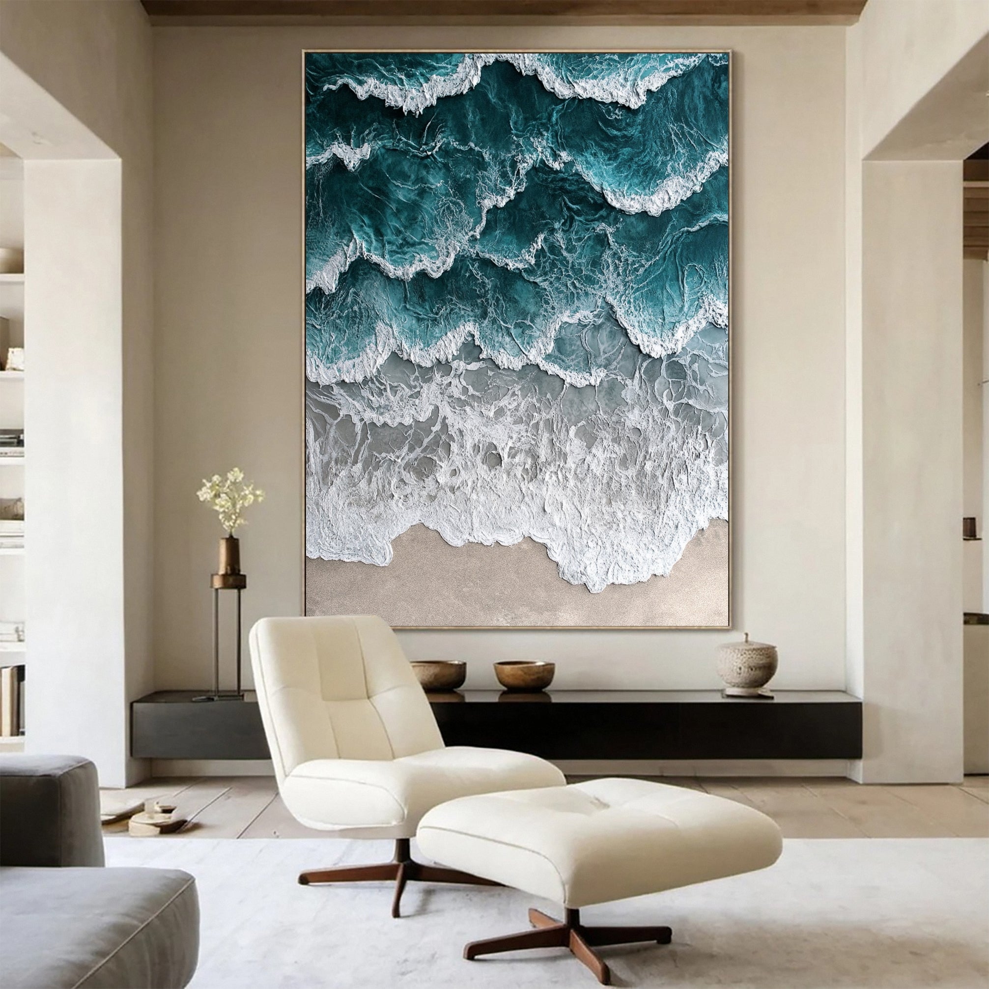 Large Ocean Canvas Art Coastal Wave and Beach Decor #OP009