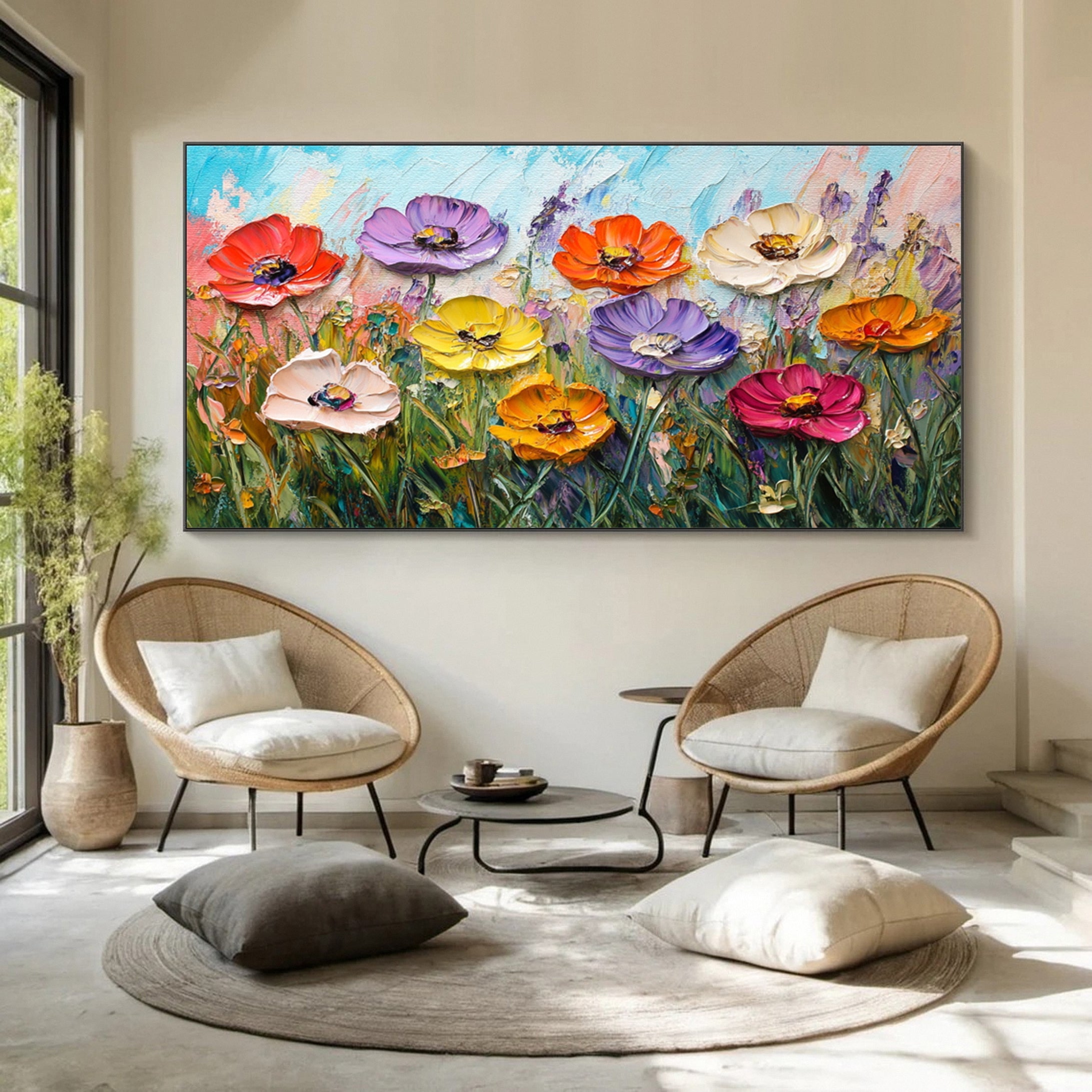 Vibrant Floral Abstract Painting for Contemporary Homes #FB029