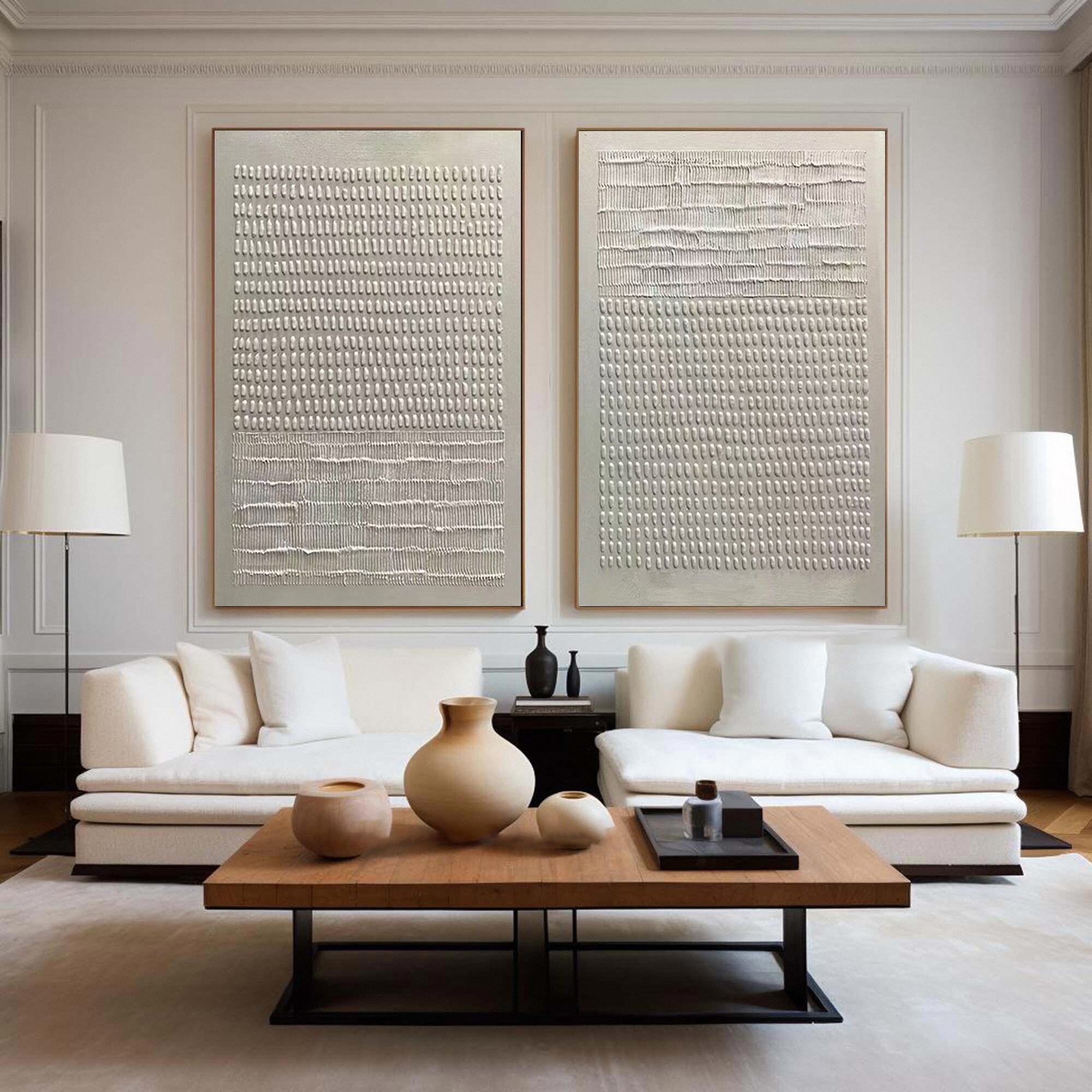 Organic Linear Impressions:Modern Diptych with Textured Bands #MM624