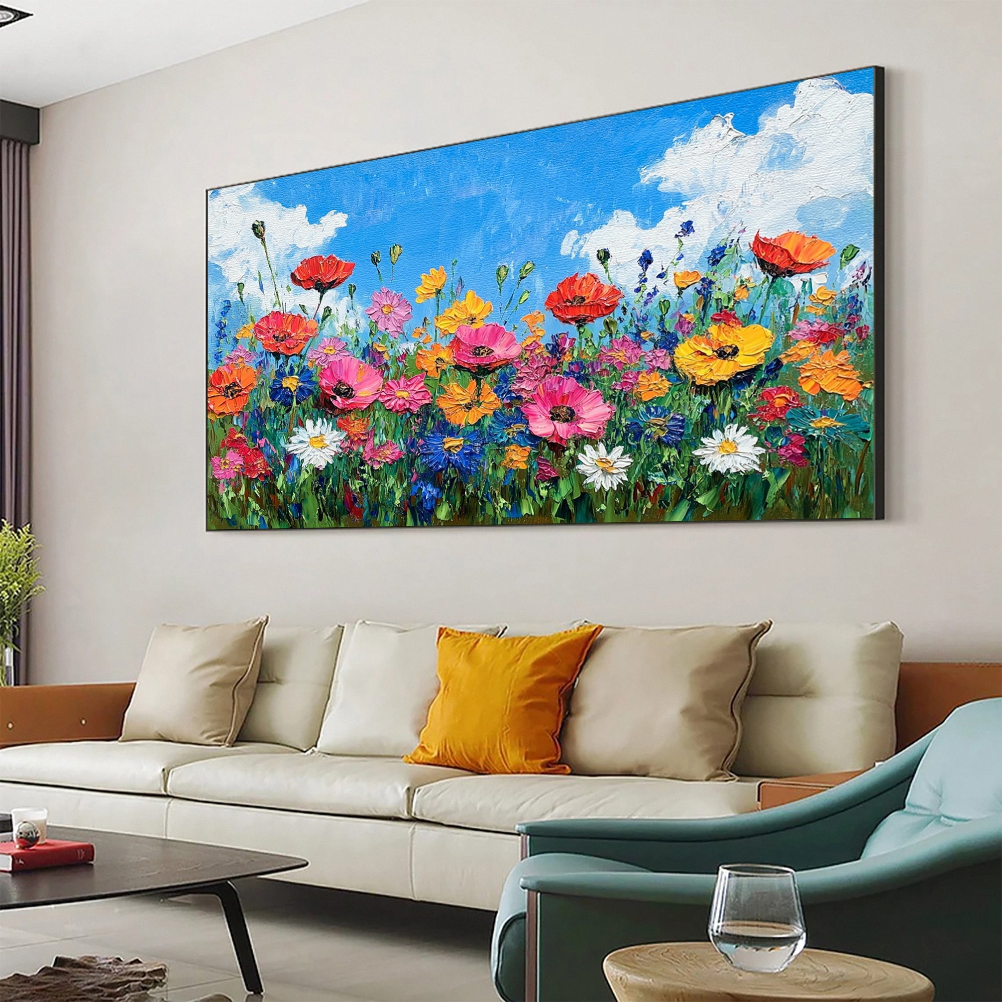 Floral Bliss Abstract Wildflower Landscape Art For Wall Decor #FB030