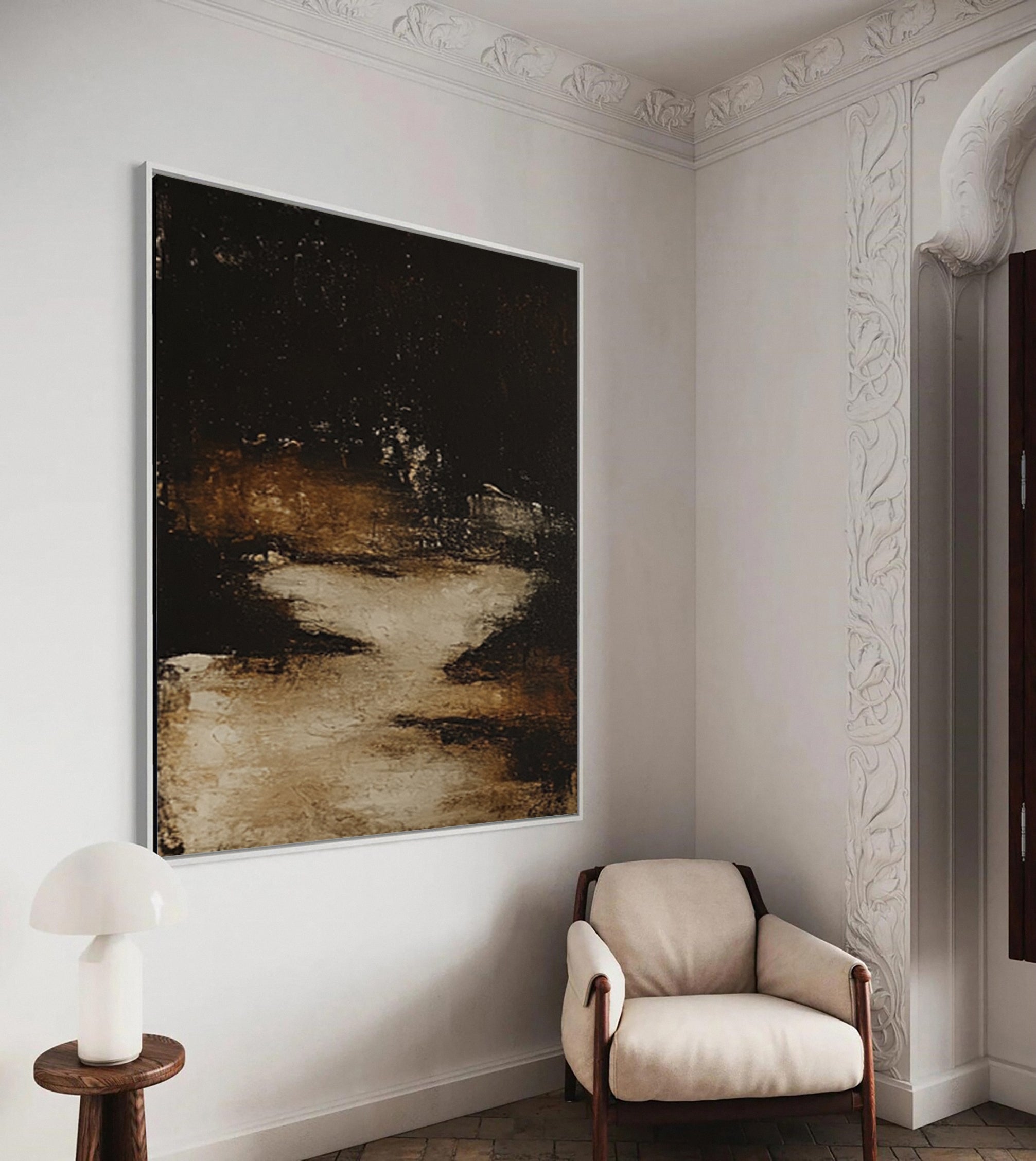 Elegant Dark and Earthy Abstract Art for Living Room Decor #MM150