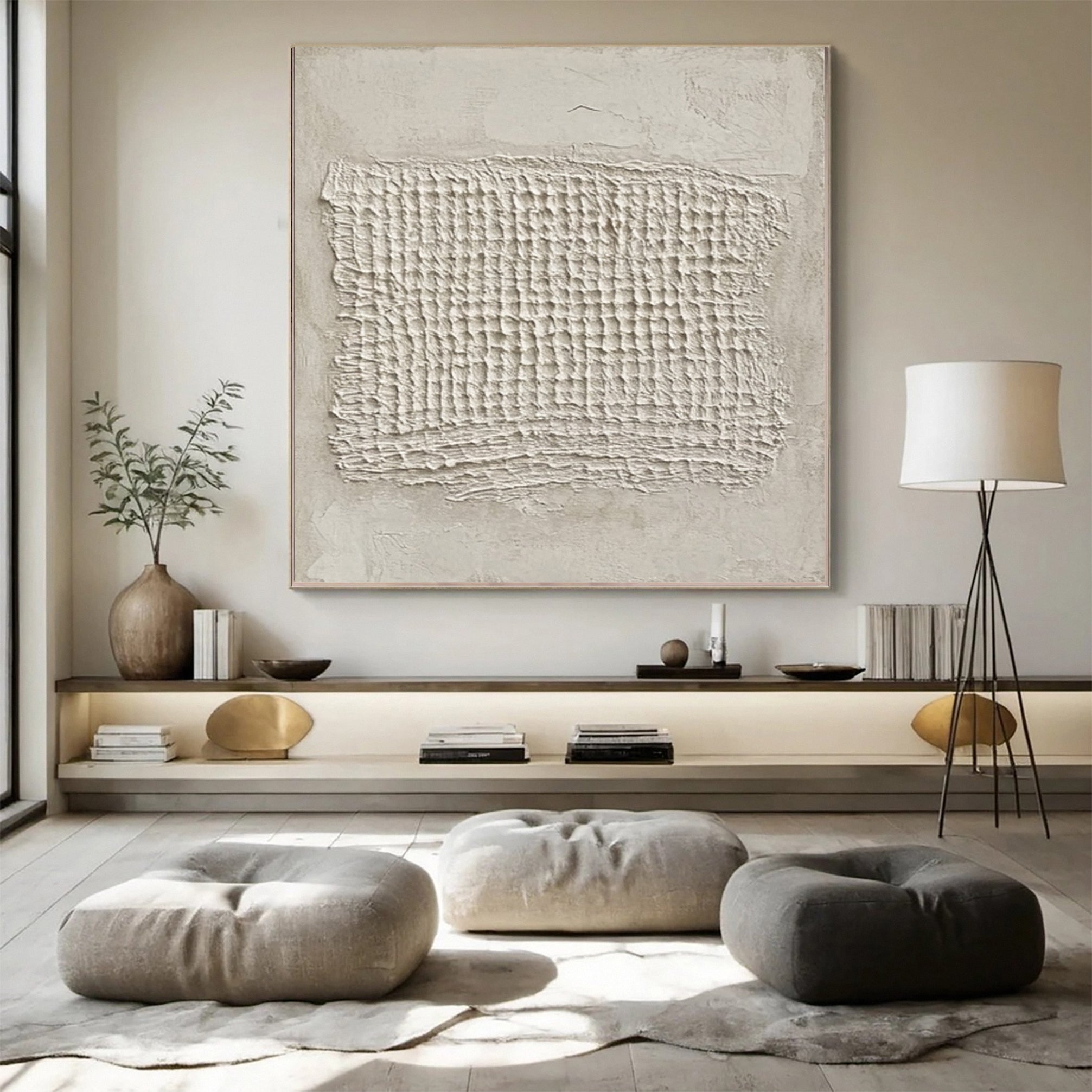 Abstract Neutral Composition with Natural Textured Rectangle #MM598