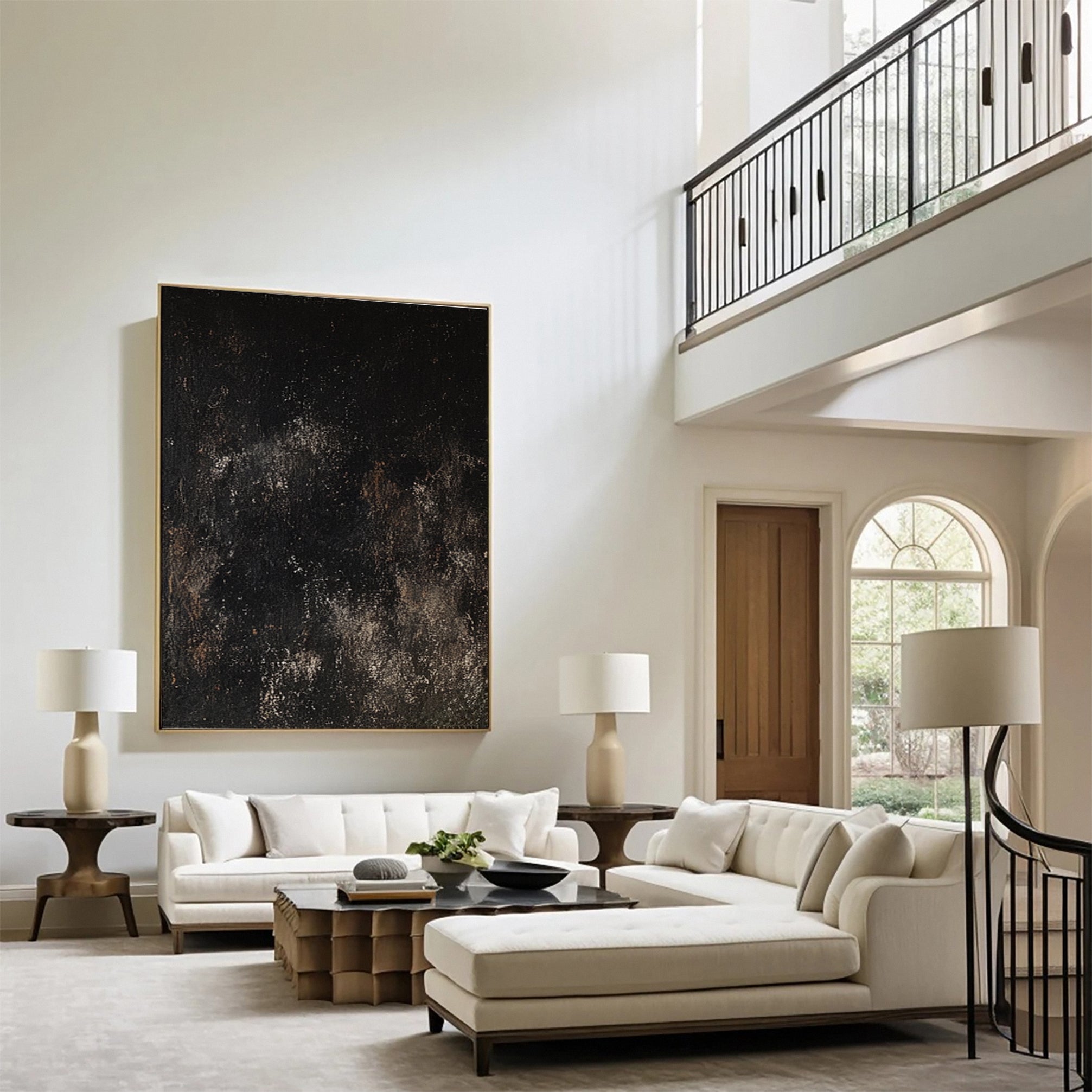 Large Black Abstract Art for Modern Living Rooms #MM131