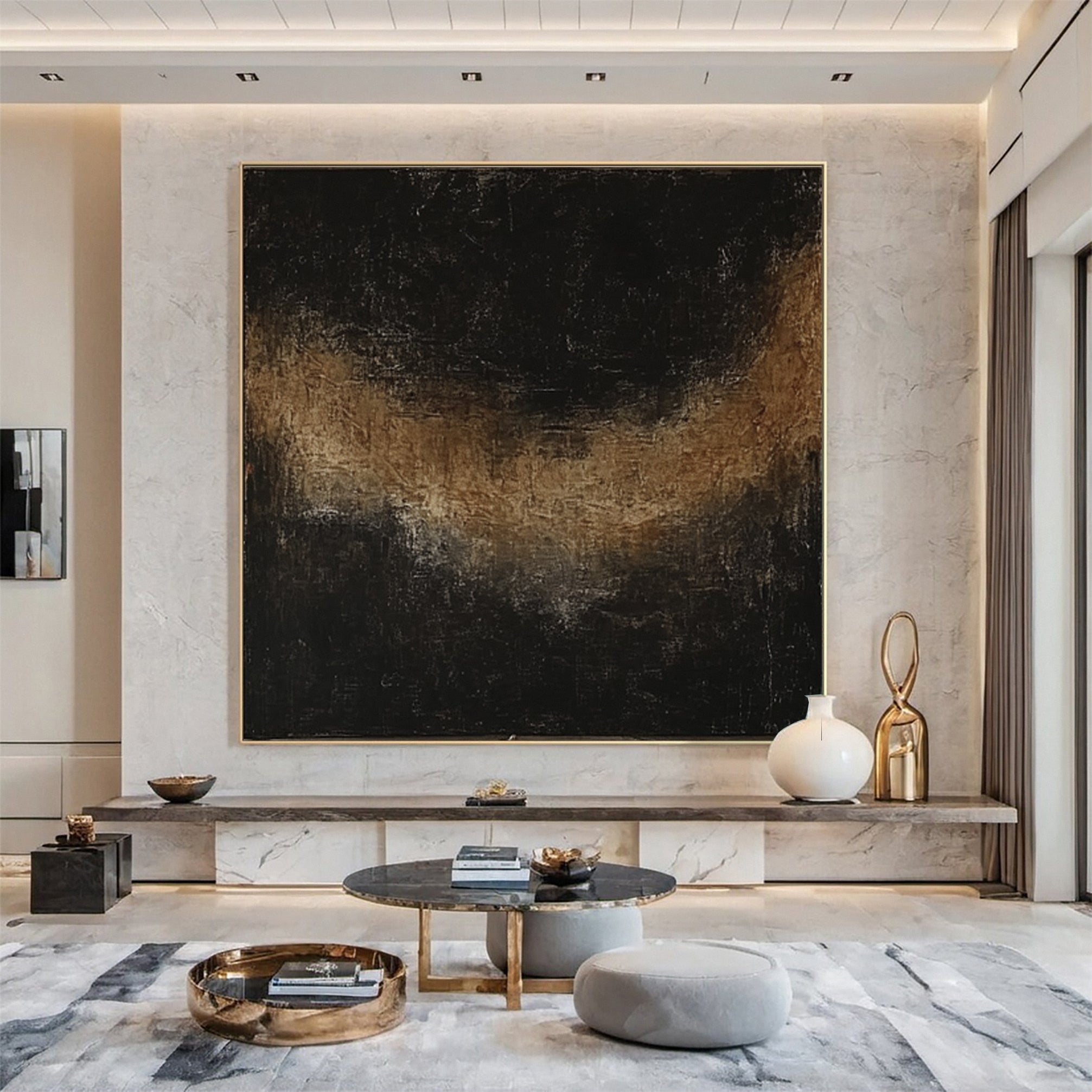 Contemporary Abstract Art in Dark Tones for Home Decor #MM133