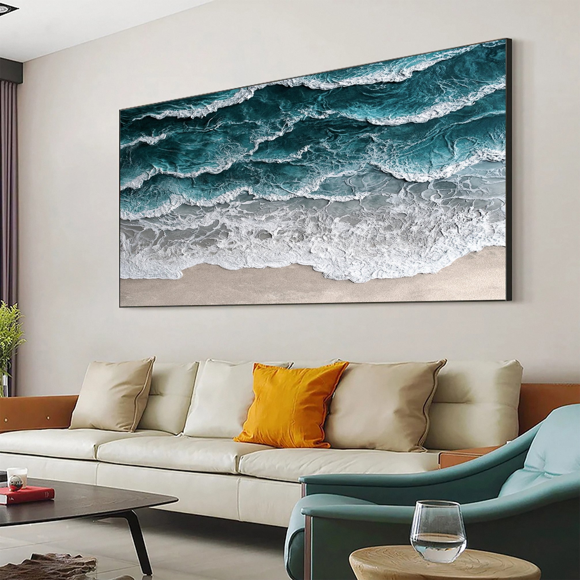 Large Ocean Canvas Art Coastal Wave and Beach Decor #OP006