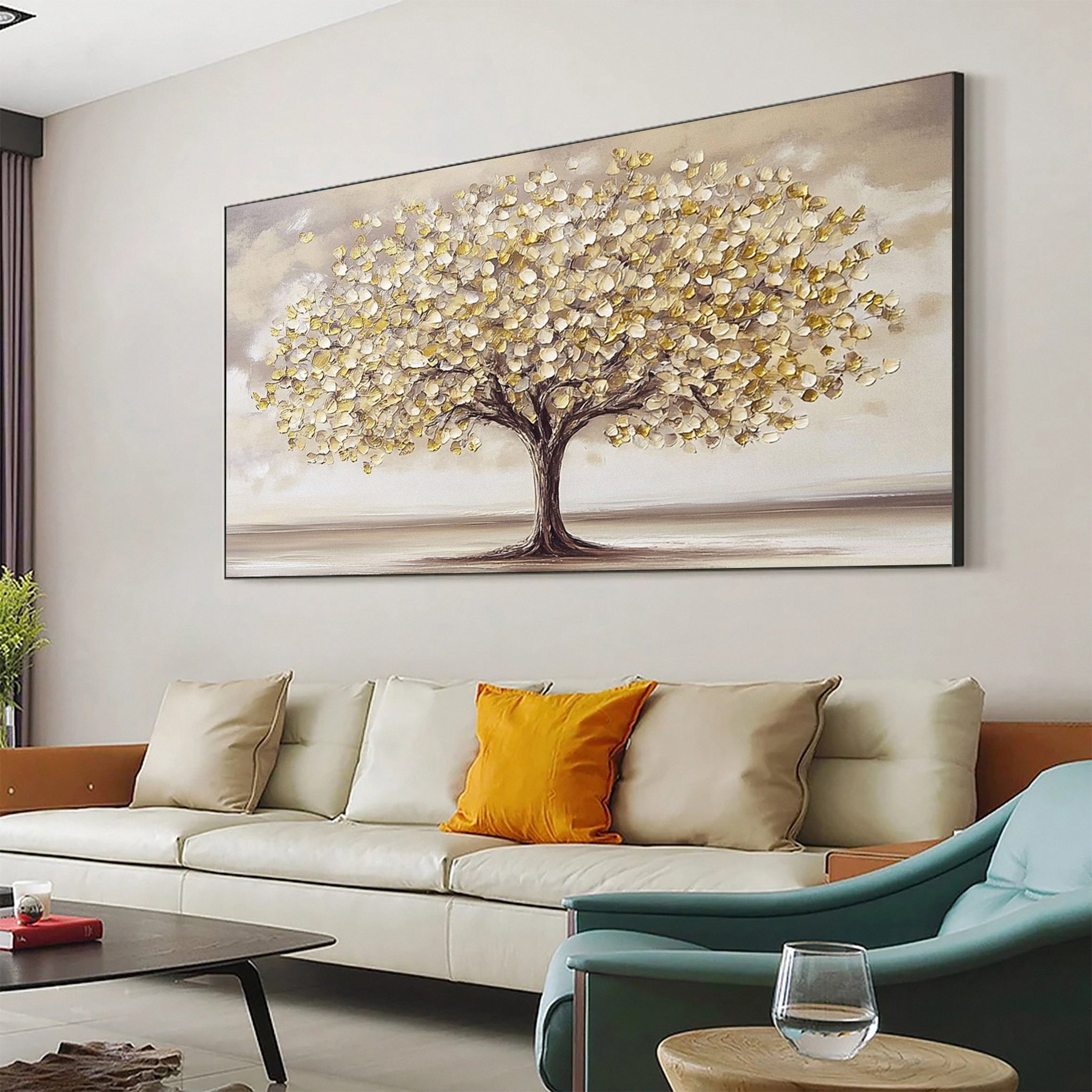 Luxurious Golden Tree Artwork Rich Textured Decor #TP031