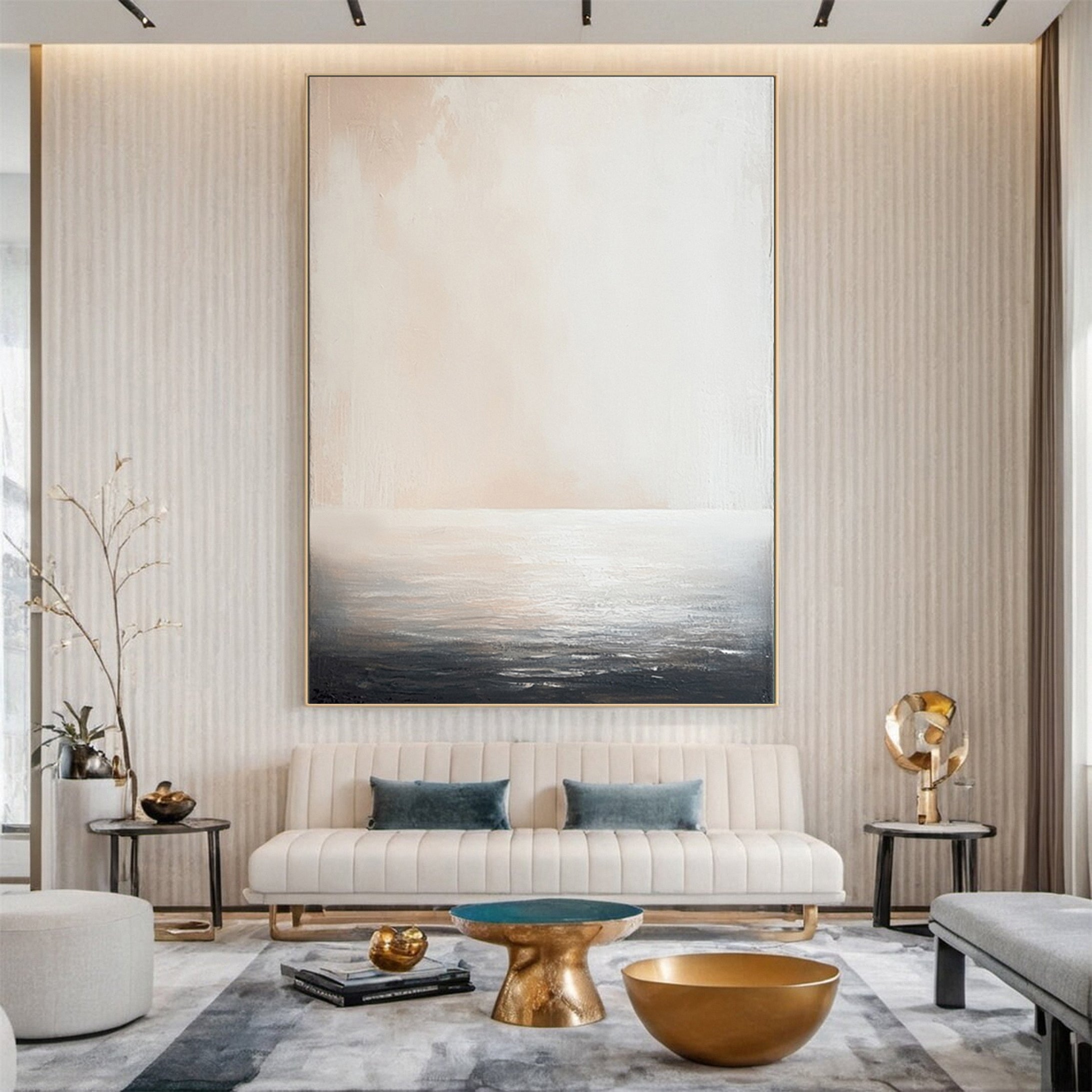 Elegant Abstract Art in Neutral Tones for Modern Living Rooms #AB029