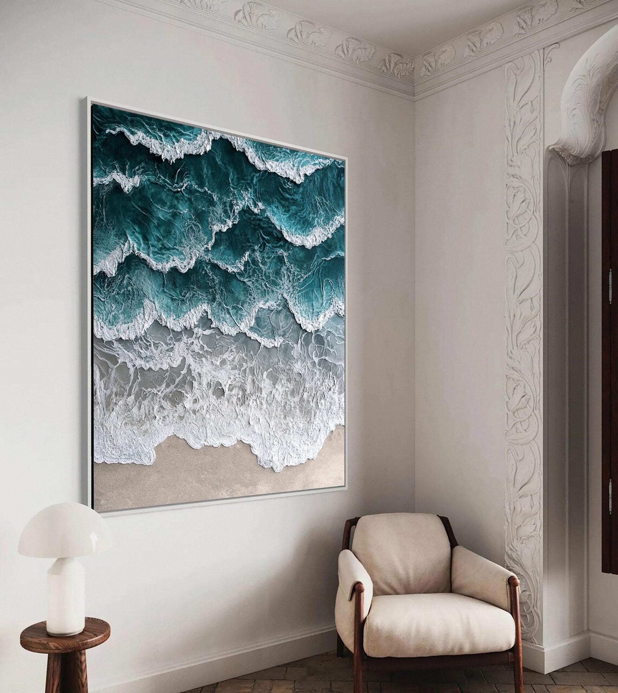 Large Ocean Canvas Art Coastal Wave and Beach Decor #OP009