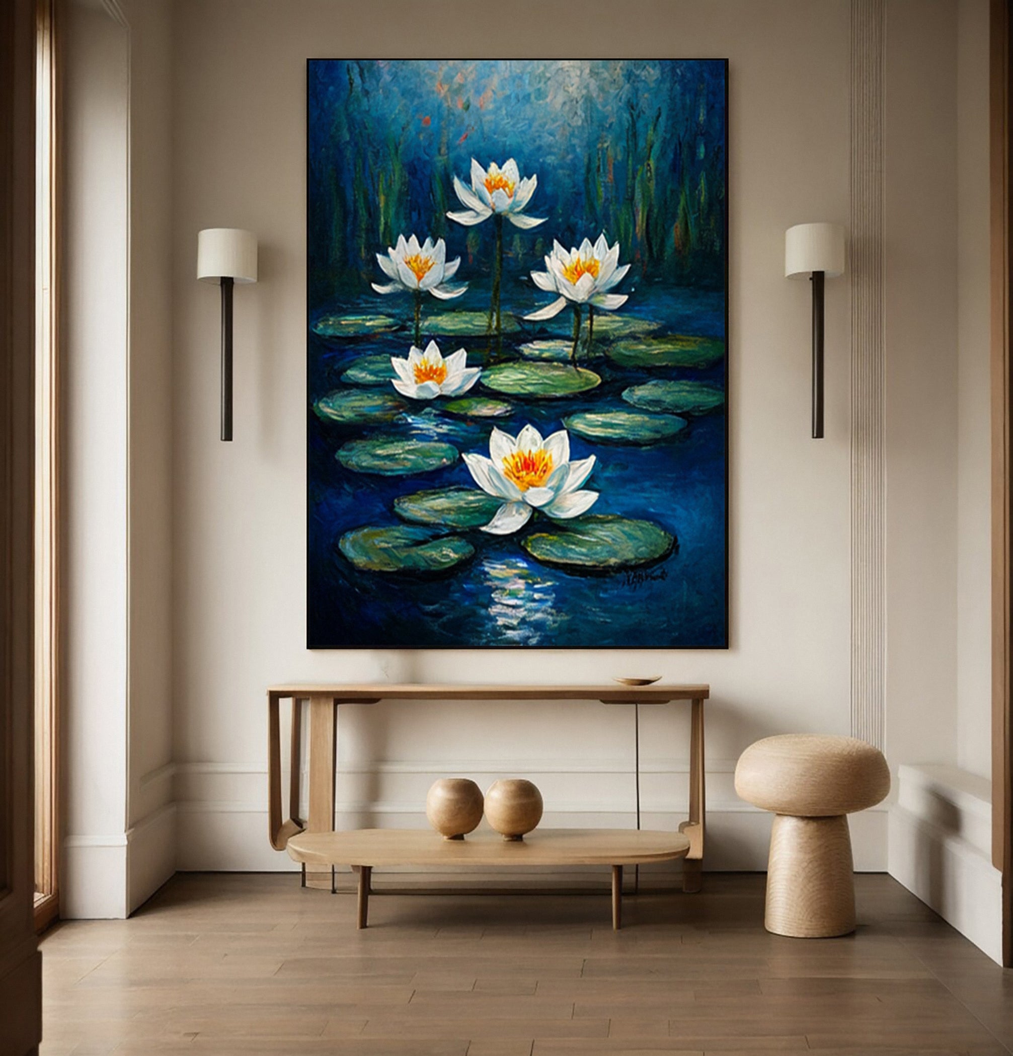 Water Lilies: Impressionistic Pond Study in the Style of Monet #MM645