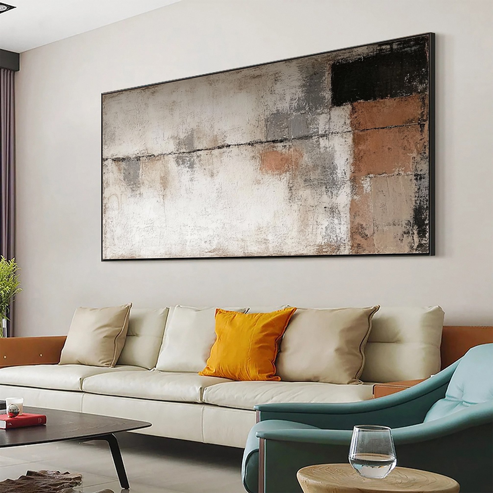 Large Modern Neutral Abstract Canvas Wall Art #AB057