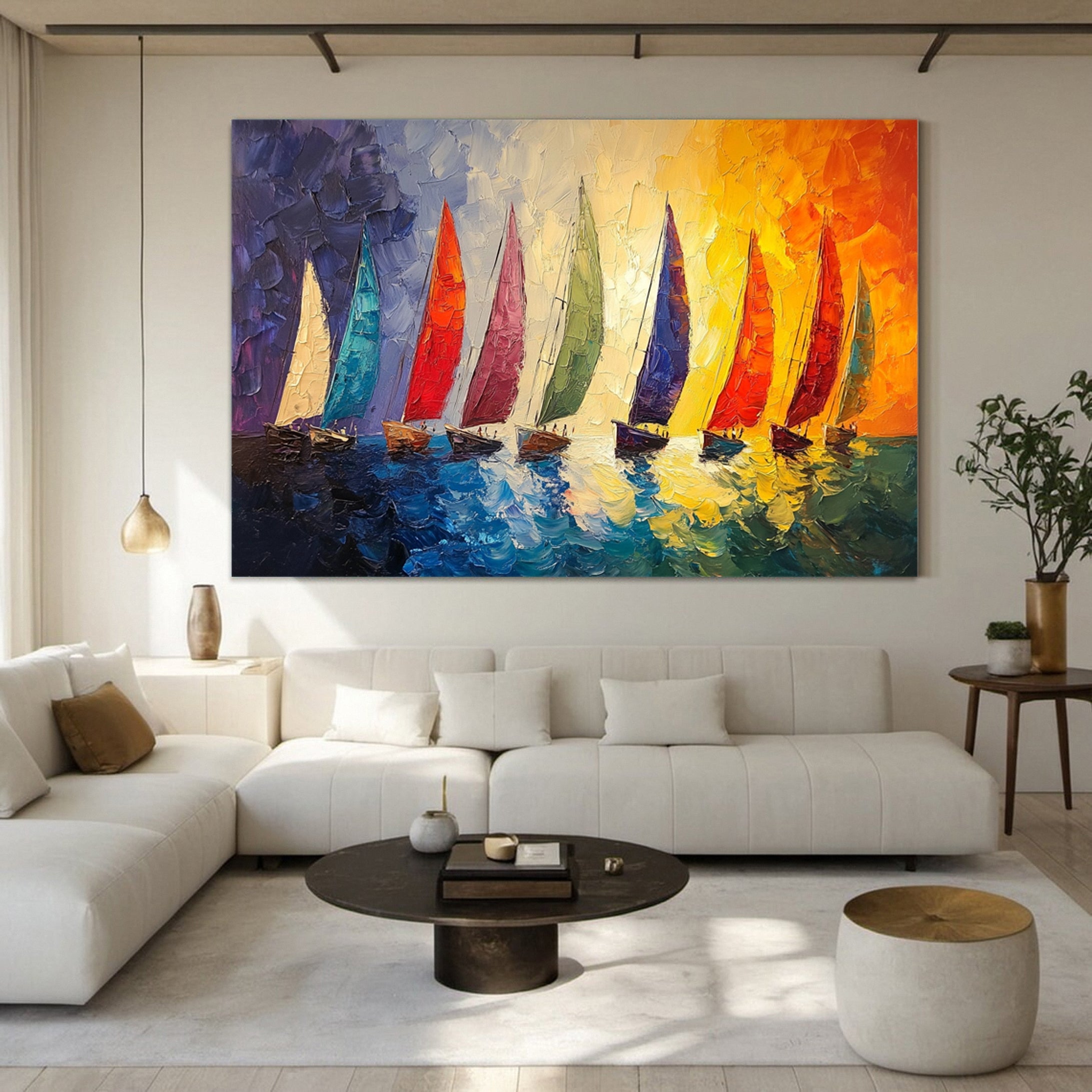 Colorful Sailboats Wall Art for Nautical Themed Decor #MM158