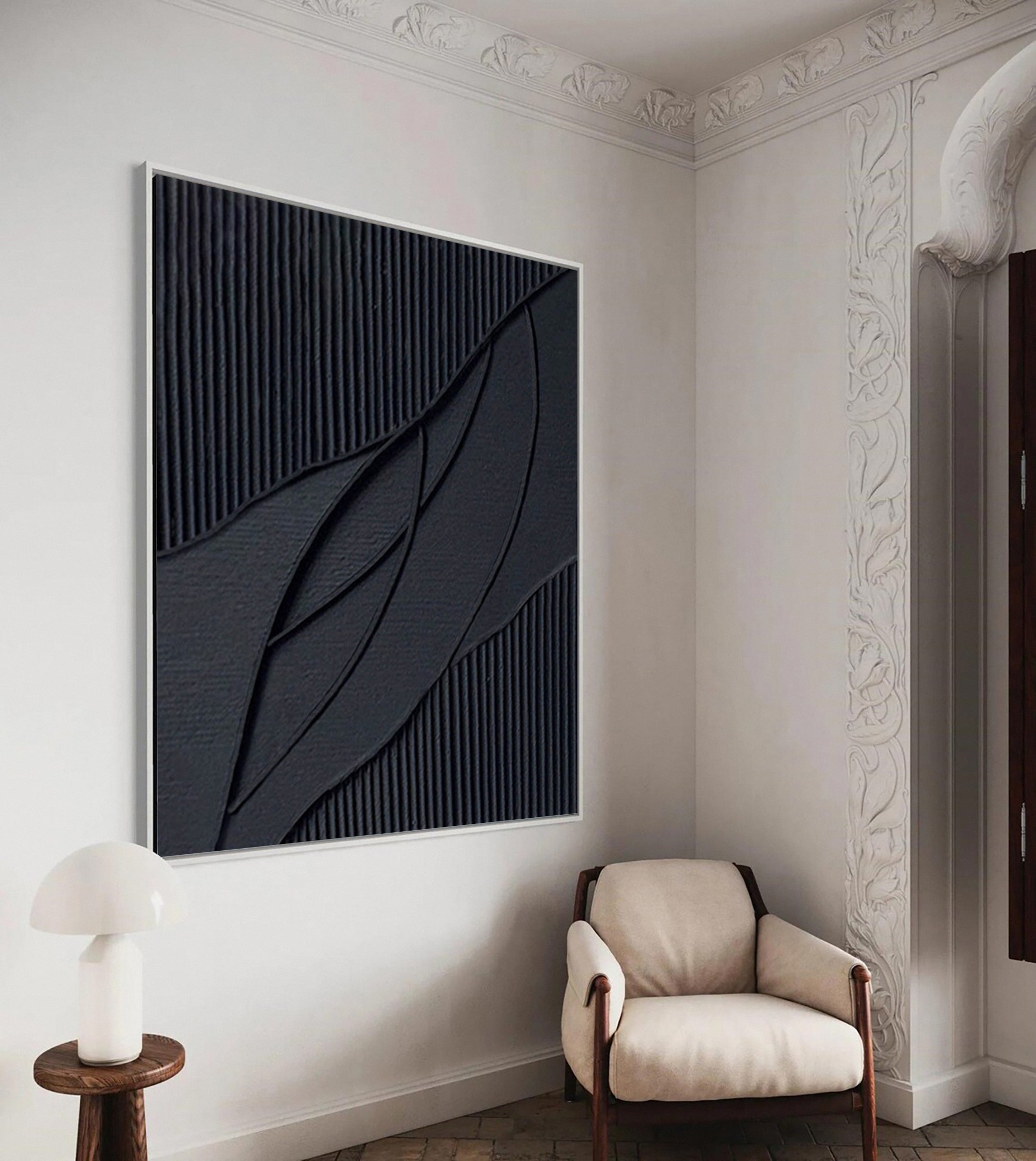 Minimalist Black Wall Art Textured Masterpiece #MM115