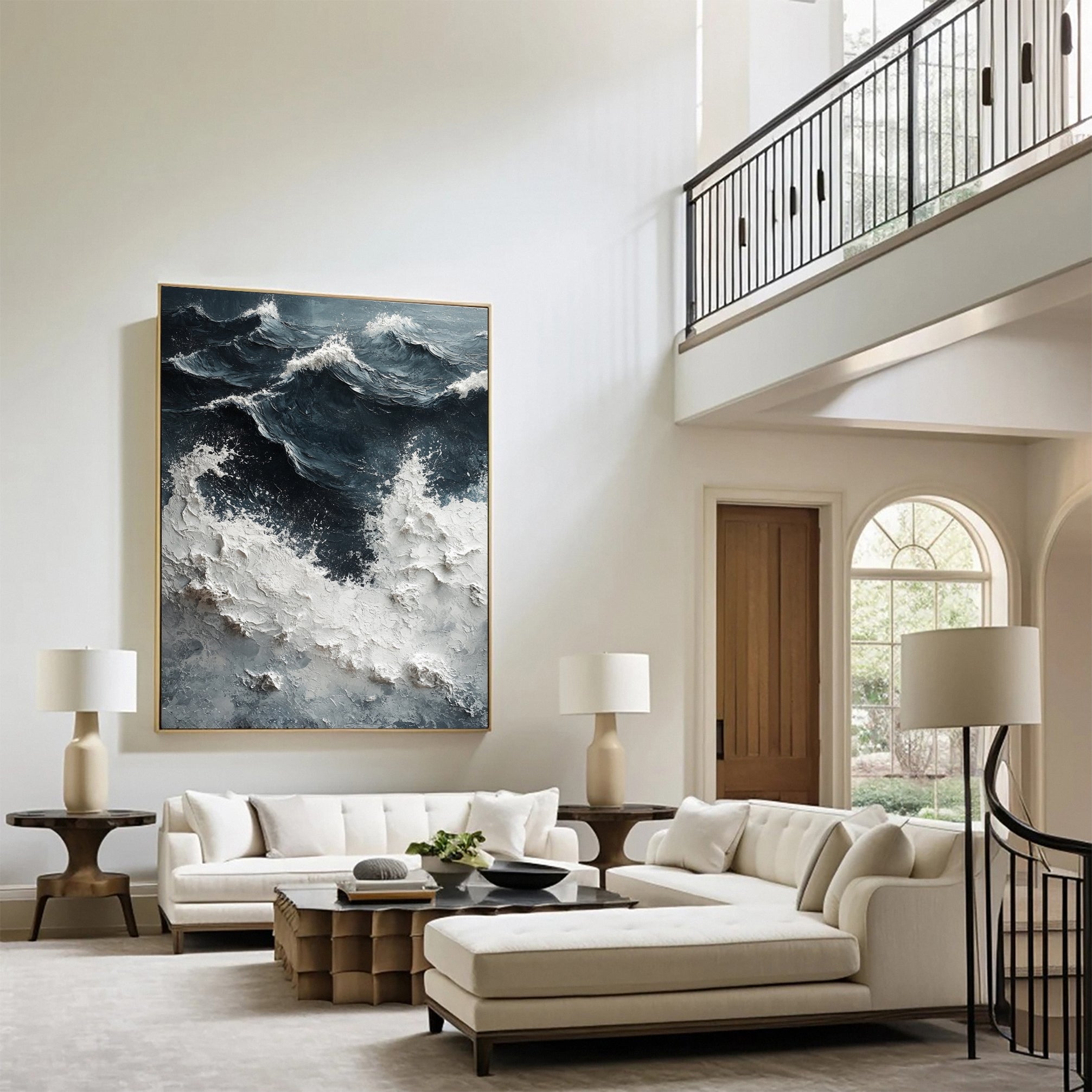 Textured Ocean Wave Canvas Dramatic Coastal Wall Art #OP043