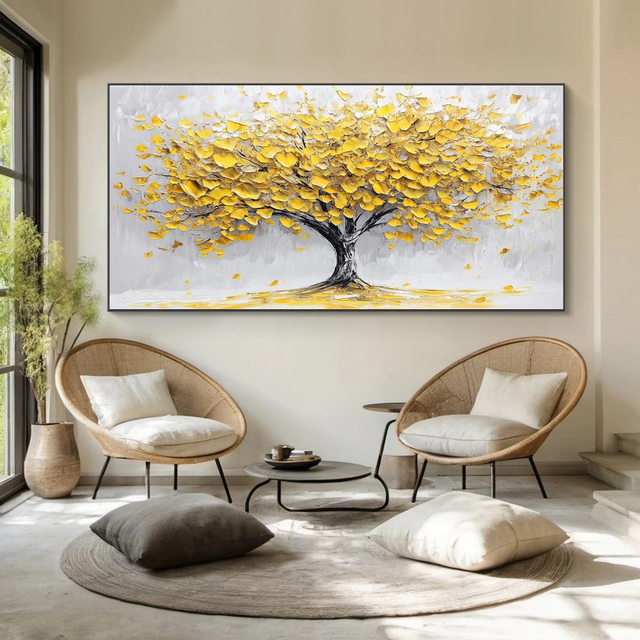 Golden Autumn Leaves Wall Art Modern Painting For Home Decor #TP032