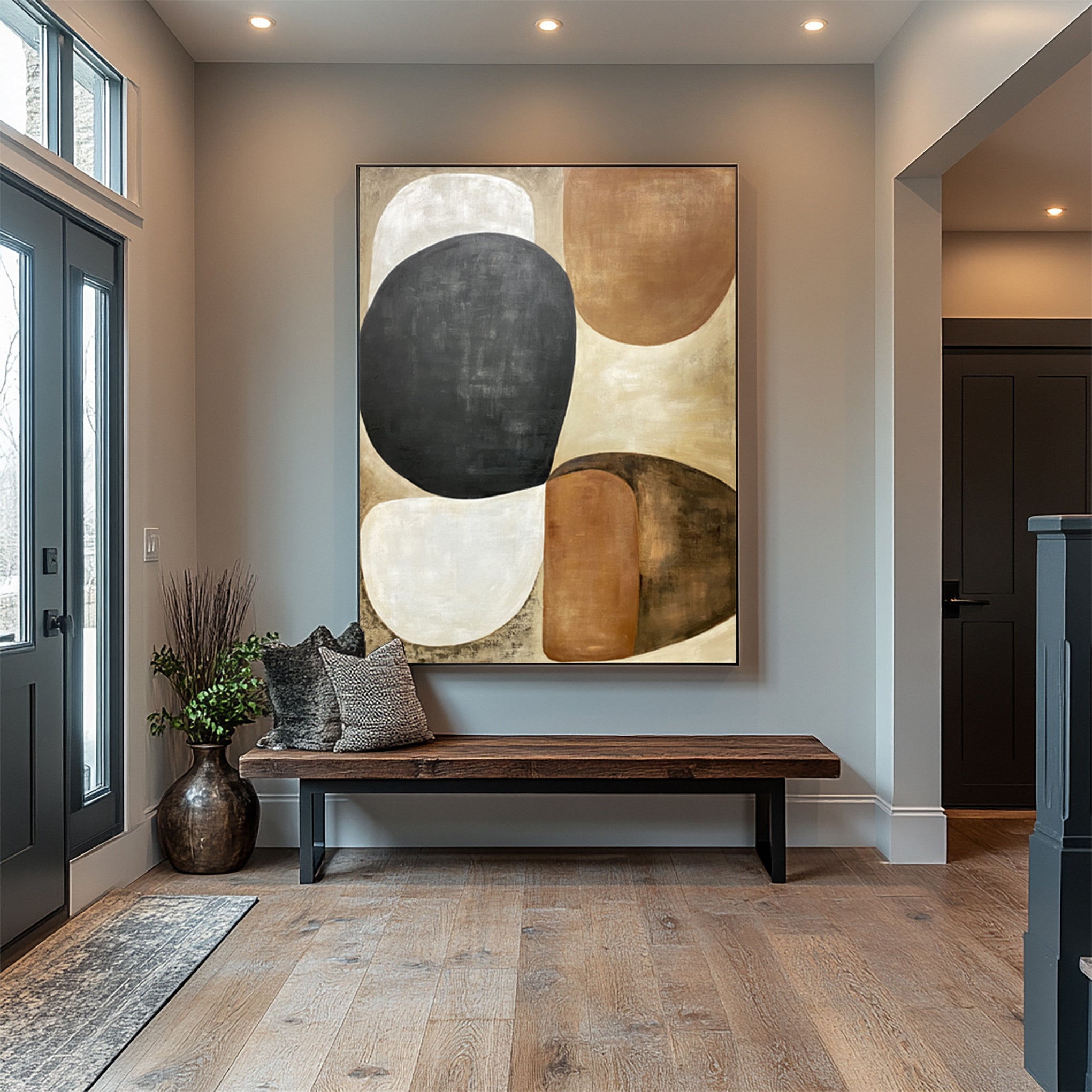 Earthy Organic Interplay: Mid-Century Inspired Abstract #MM648