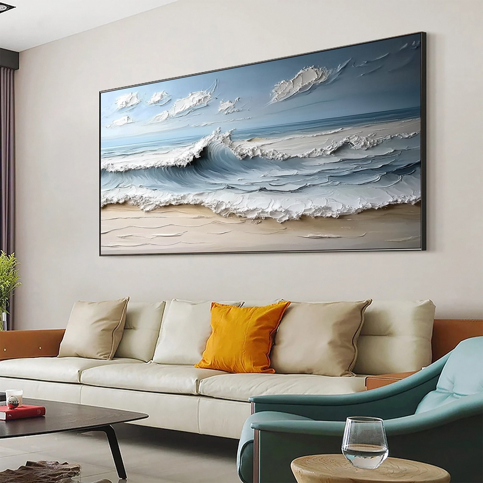 Large Ocean Wave Canvas Beach Coastal Wall Decor #OP023