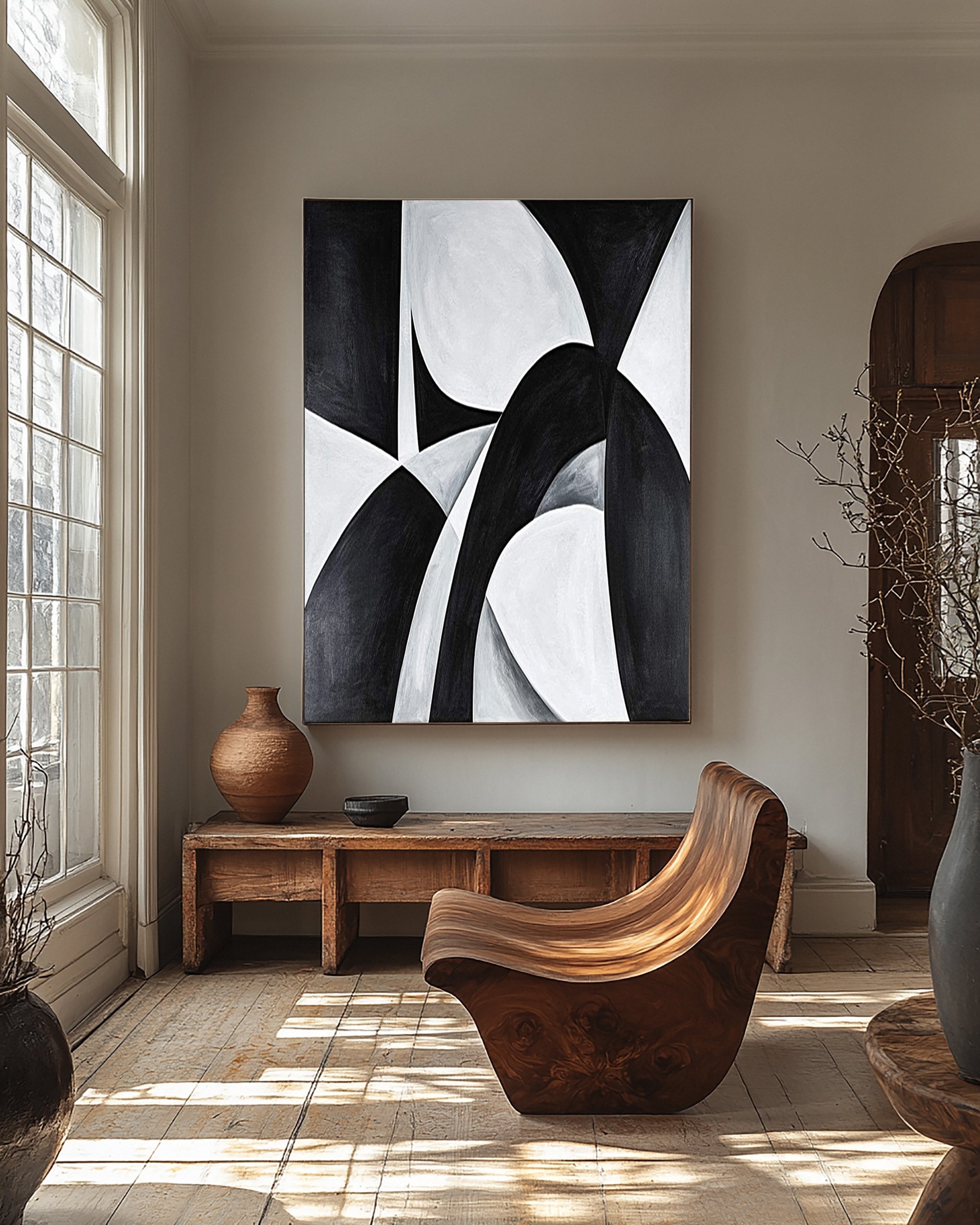 Black and White Abstract in the Spirit of Cecil Touchon #MM618